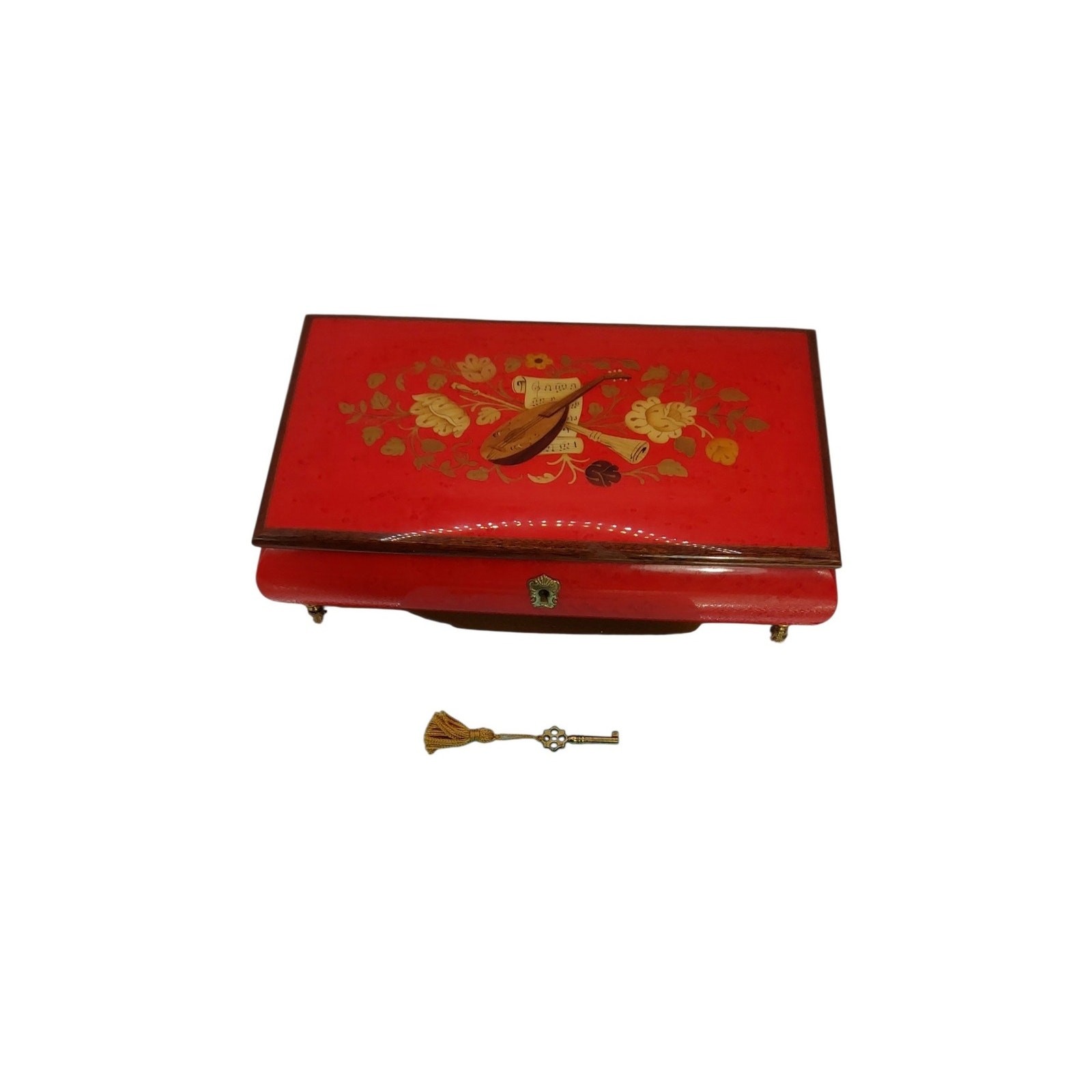 Vtg Italian Sorrento Inlaid Wood Music Jewelry Box Signed Mario Cinnino 10x6x3