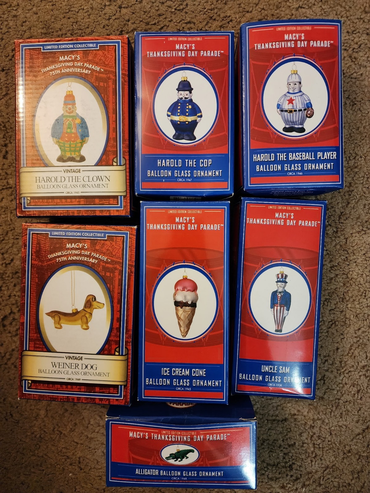 7-RARE 2001-02 Macy\'s Thanksgiving Day Parade Ornament Christmas-Limited Edition
