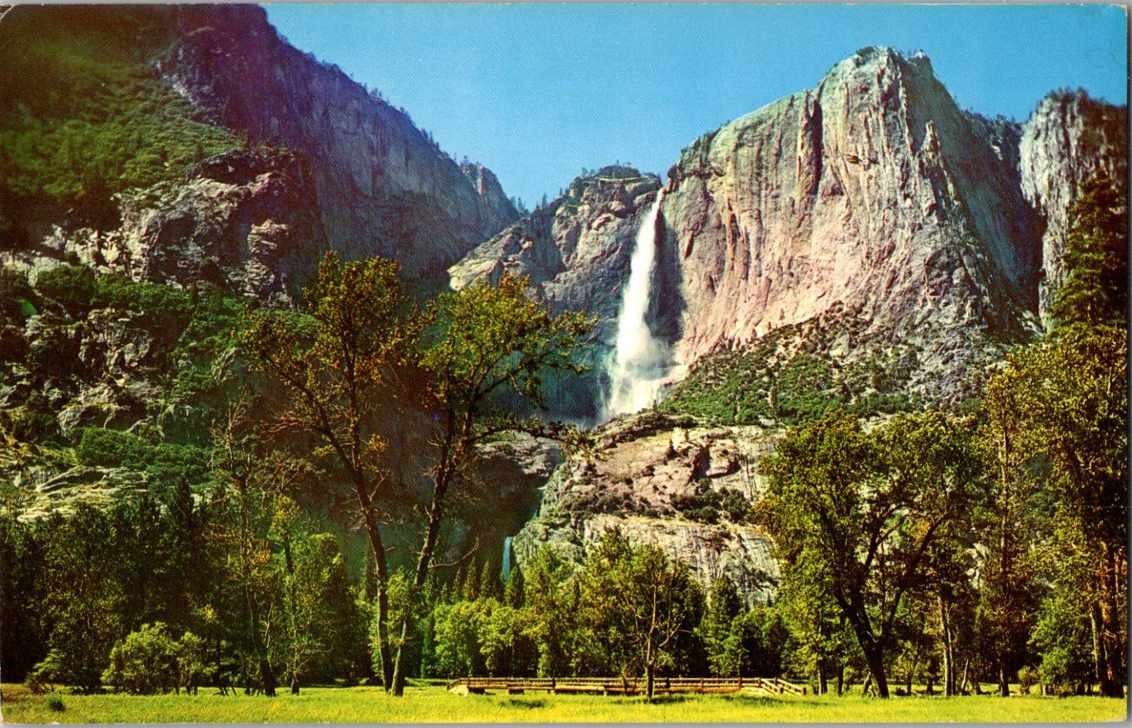 Yosemite Meadow Falls Point 1969 Chrome Postcard Yosemite Meadow Falls Point 1969 Chrome Postcard