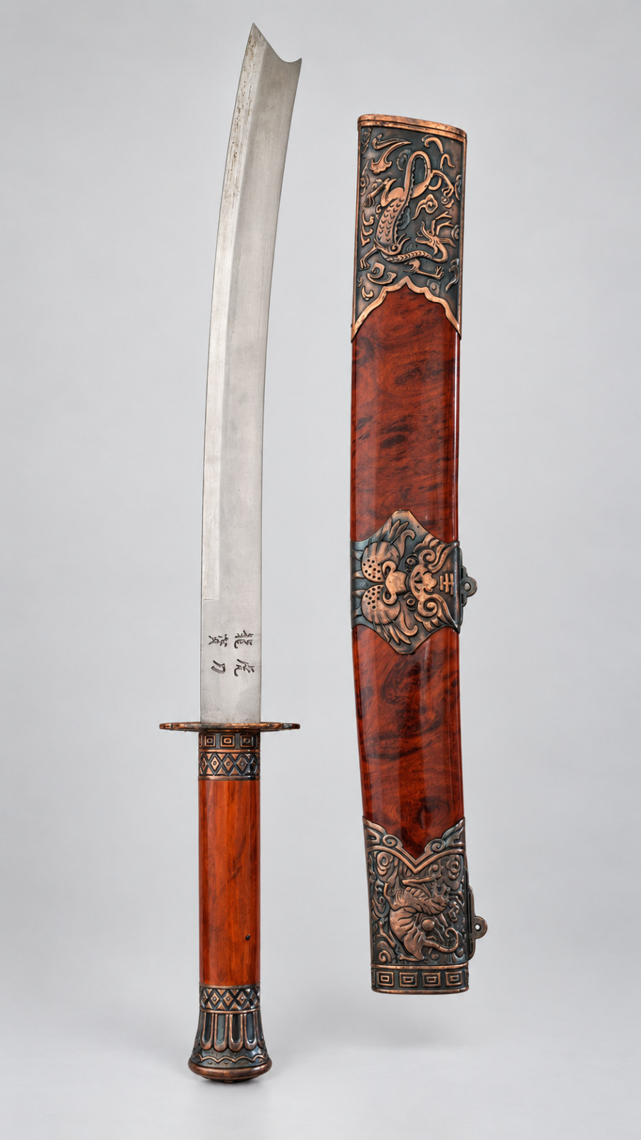 Late 20th C. Longquan Dao Sword 龍泉寶刀 Dragon Scabbard – Mystery Piece