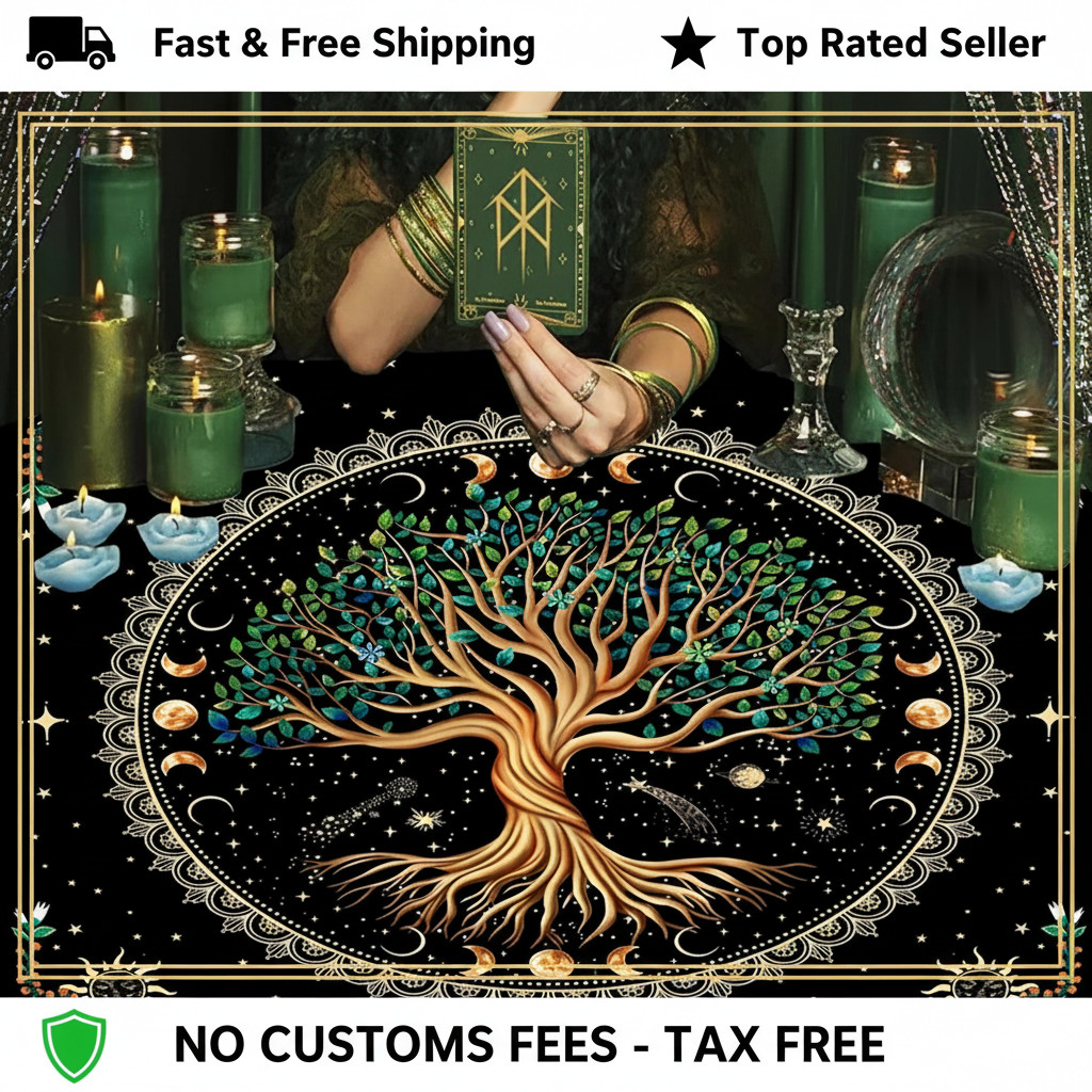 29x29In Altar Tarot Card Tablecloth Divination Tree of Life Tarot Tablecloth