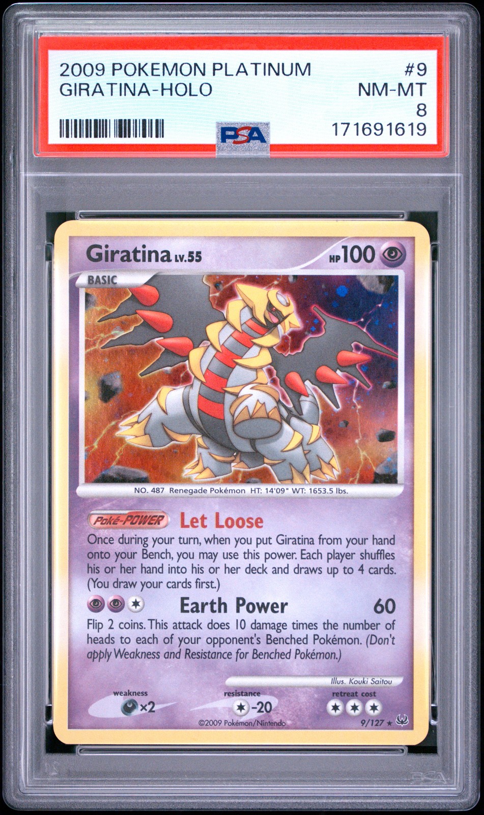 Giratina Holo 9/127 PSA 8 Platinum Pokemon Card Game Giratina Holo 9/127 PSA 8 Platinum Pokemon Card Game