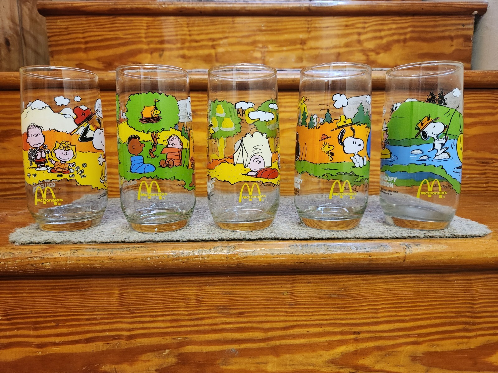 Vintage 1983 McDonald\'s Camp Snoopy Glasses. Complete Set of 5.