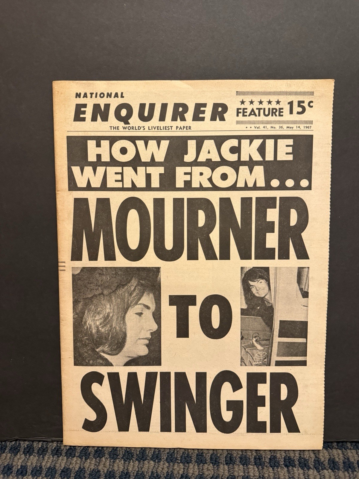 1967 May 14th National Enquirer Newspaper, Jackie Mourner to Swinger (VRN10J) 1967 May 14th National Enquirer Newspaper, Jackie Mourner to Swinger (VRN10J)