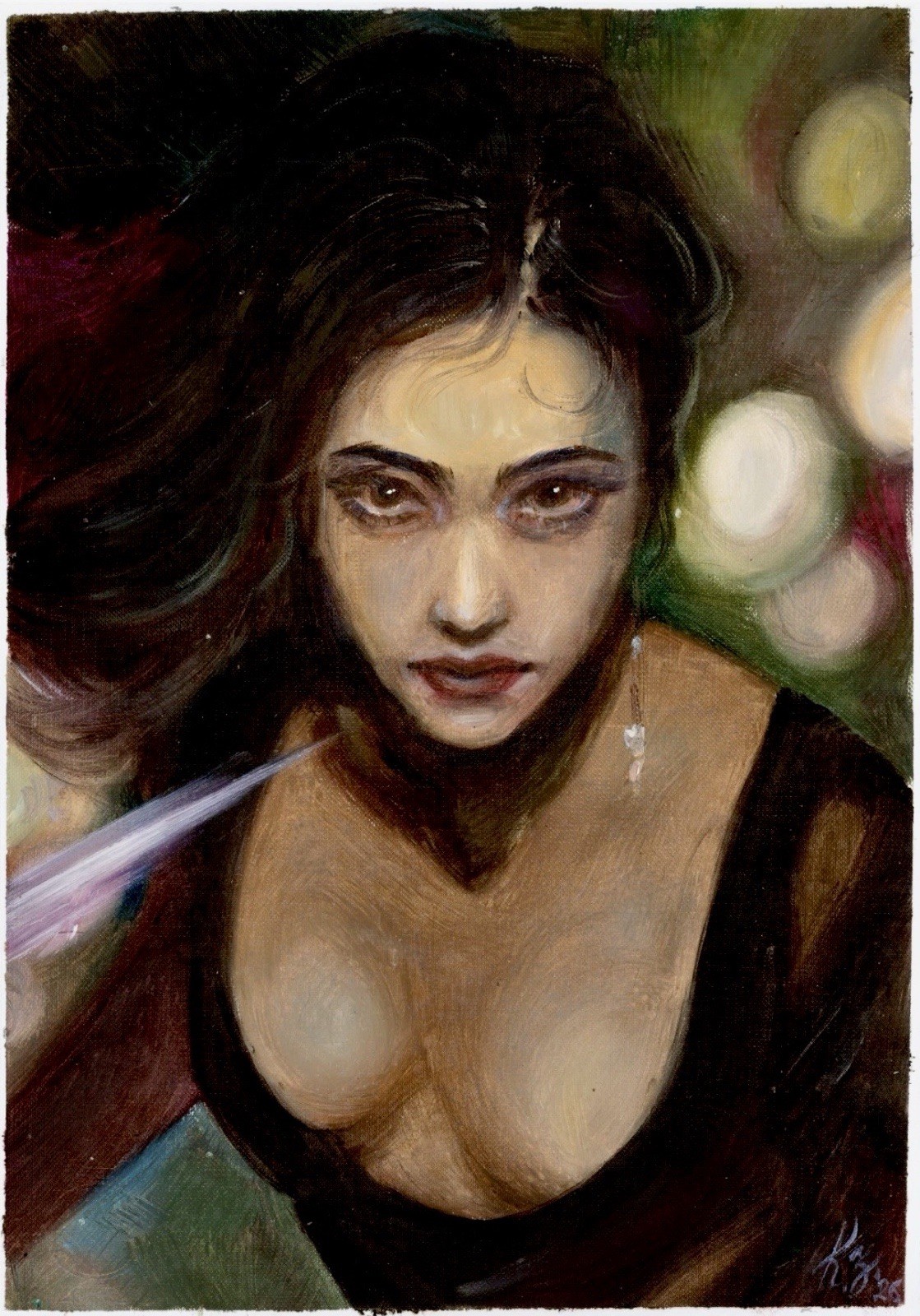 X-Men: Psylocke - 9x13 Oil Painted Original Art by Zav Kateryne - NOT a Print