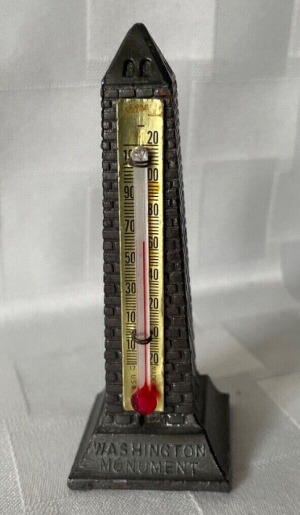 Vtg Washington Monument Thermometer Souvenir Cast Metal Obelisk 3.25