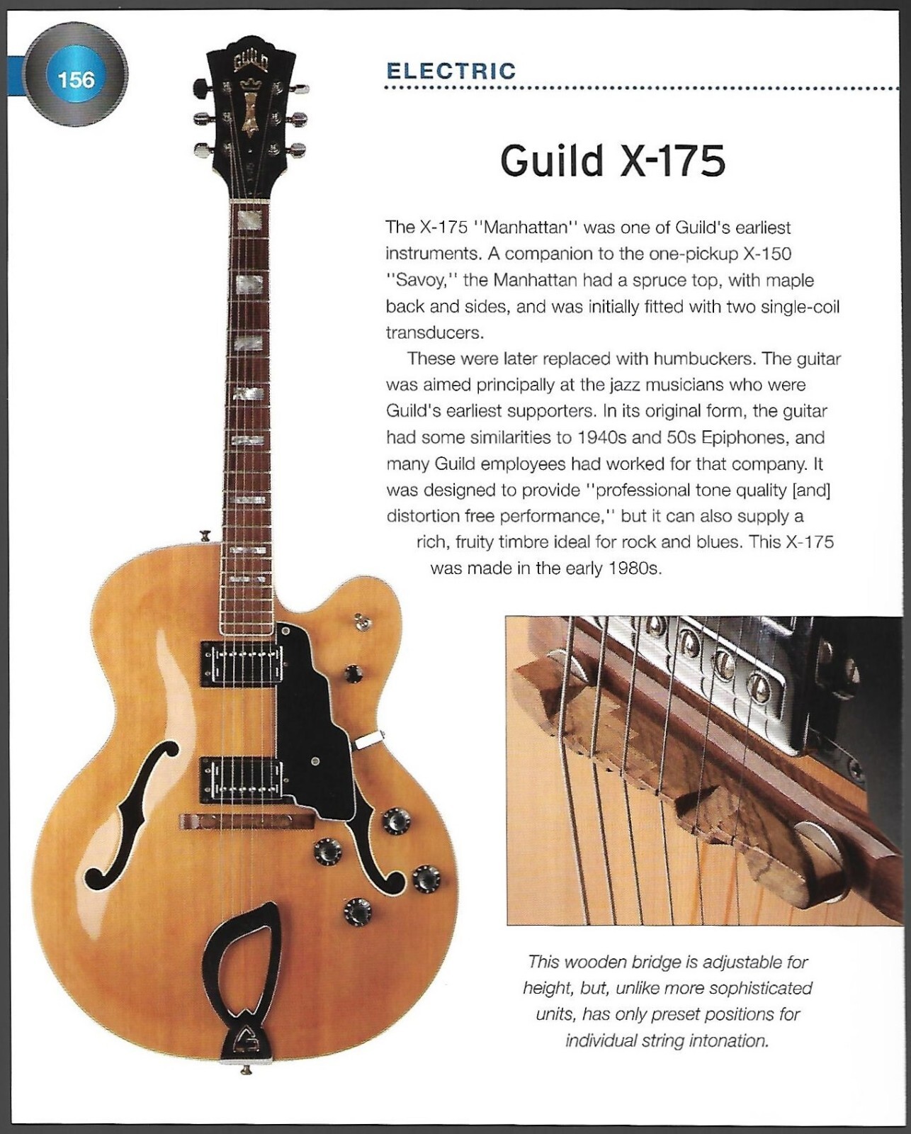 1982 Guild X-175 + 1958 Guild T-100D electric guitar history article print
