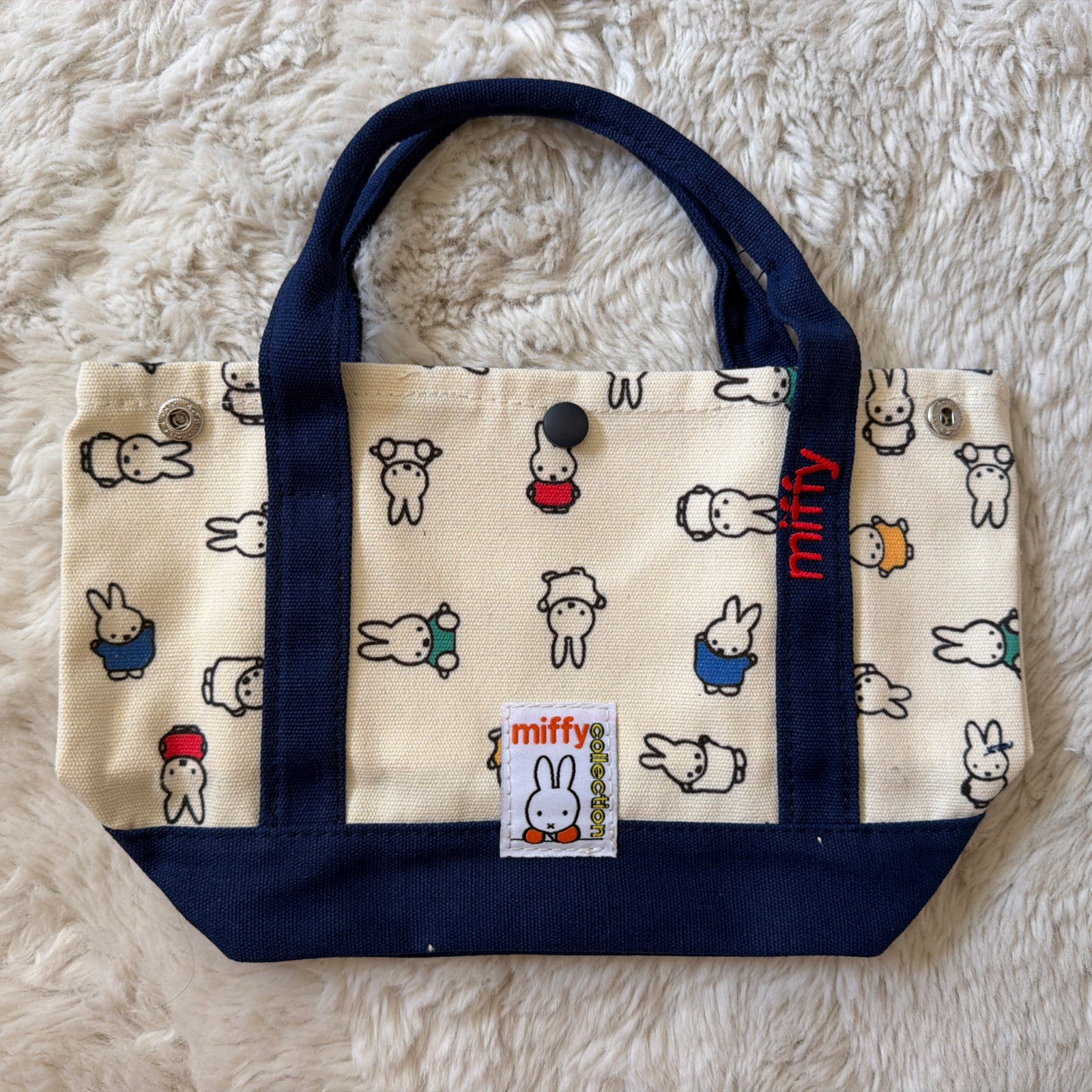 Custom Listing: Miffy Canvas Tote Bag With Navy Strap Custom Listing: Miffy Canvas Tote Bag With Navy Strap