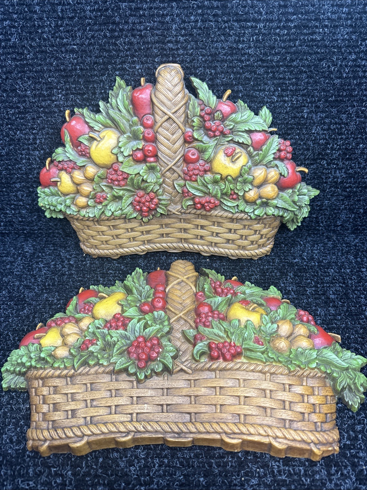 Vintage 1970’s Homco Plastic Basket of Fruit Wall Art 15 x 10 Made In USA Fall