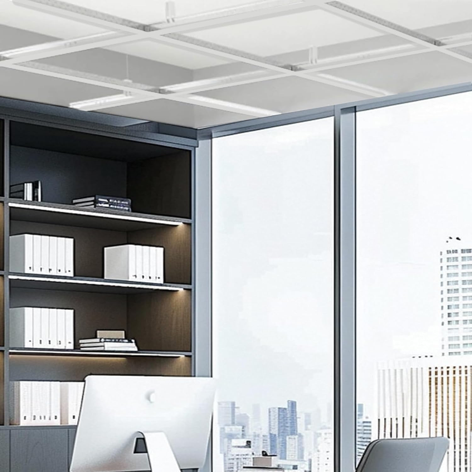 64 SQ FT White Galvanized Drop Ceiling Grid Kit for Home & Office Spaces