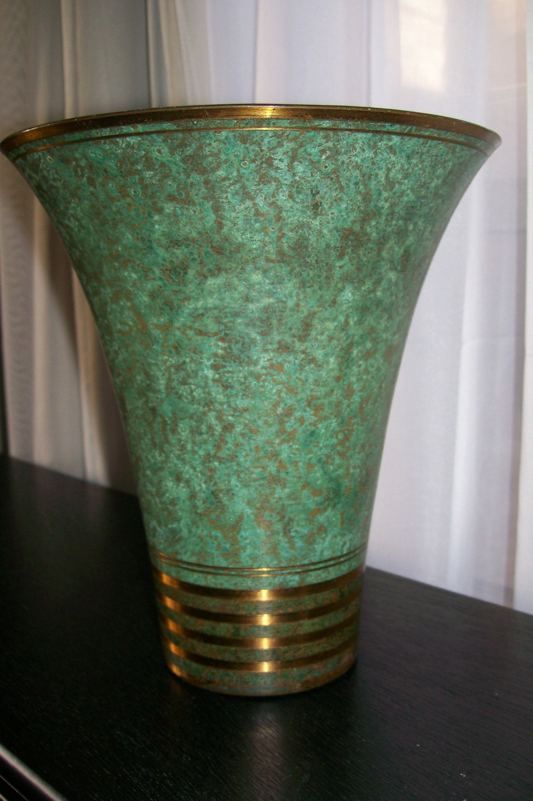 Antique Carl Sorensen Bronze Trumpet Vase Signed 8.5