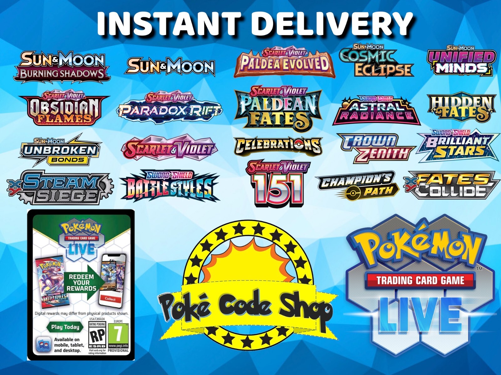 100 x Pokemon Live Online Booster TCGL Codes Bulk INSTANT QR EMAIL DELIVERY