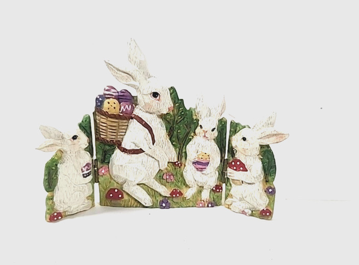 Vintage K's Collection Resin Easter Bunny Rabbit Family Hinged Scene Figurine_BJ