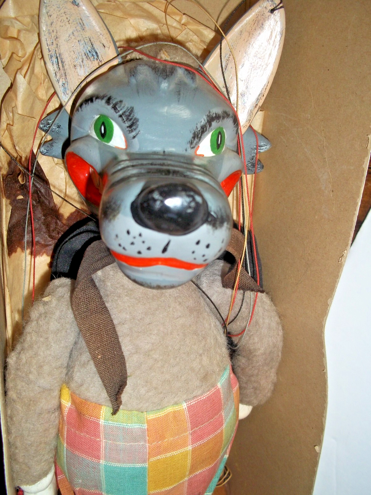 Vintage Pelham Puppet Marionette WOLF - Original Box Made in England Vintage Pelham Puppet Marionette WOLF - Original Box Made in England
