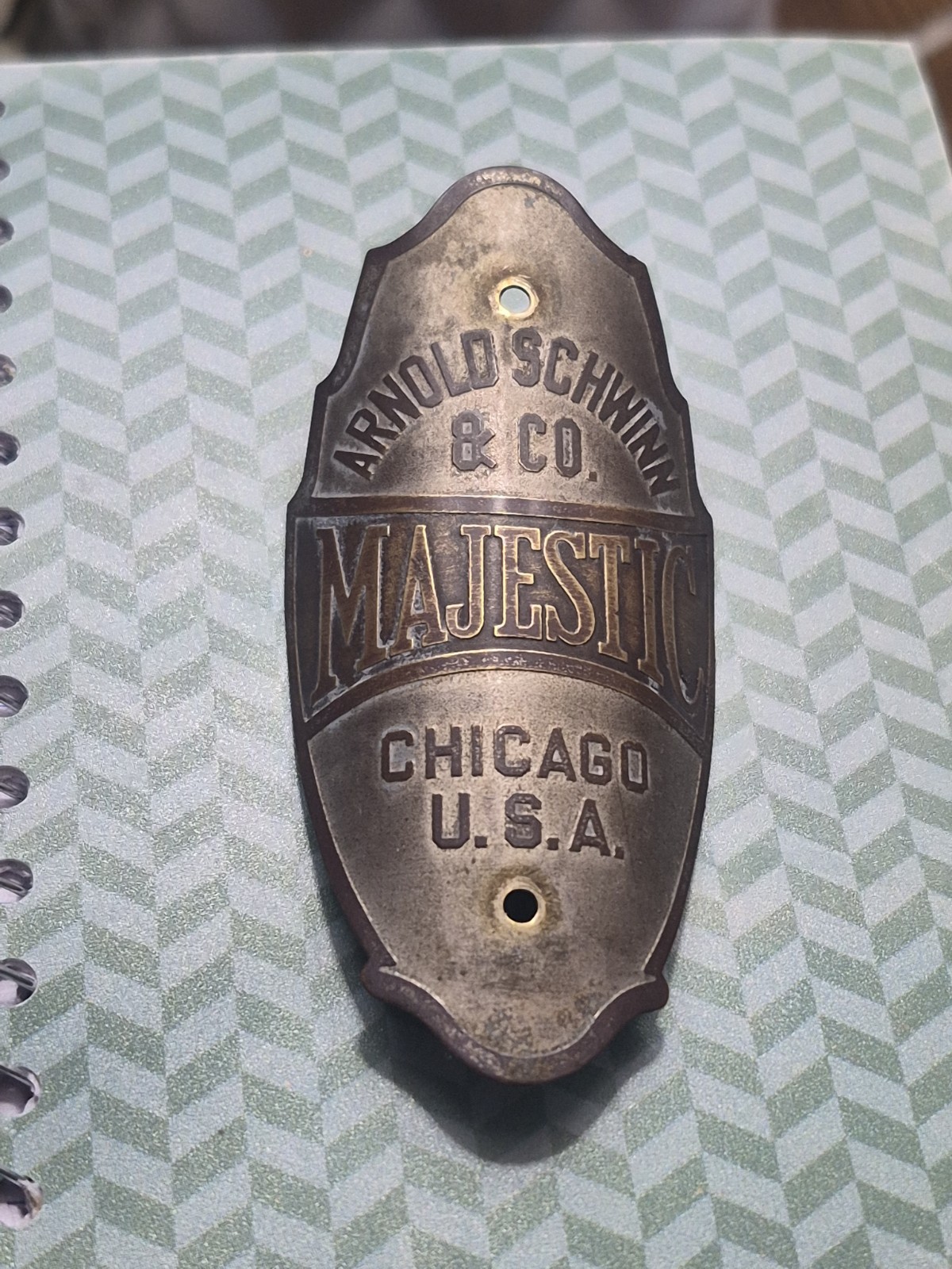Vintage Prewar Postwar Majestic Schwinn Bicycle Head Badge Autocycle Whizzer Dx 