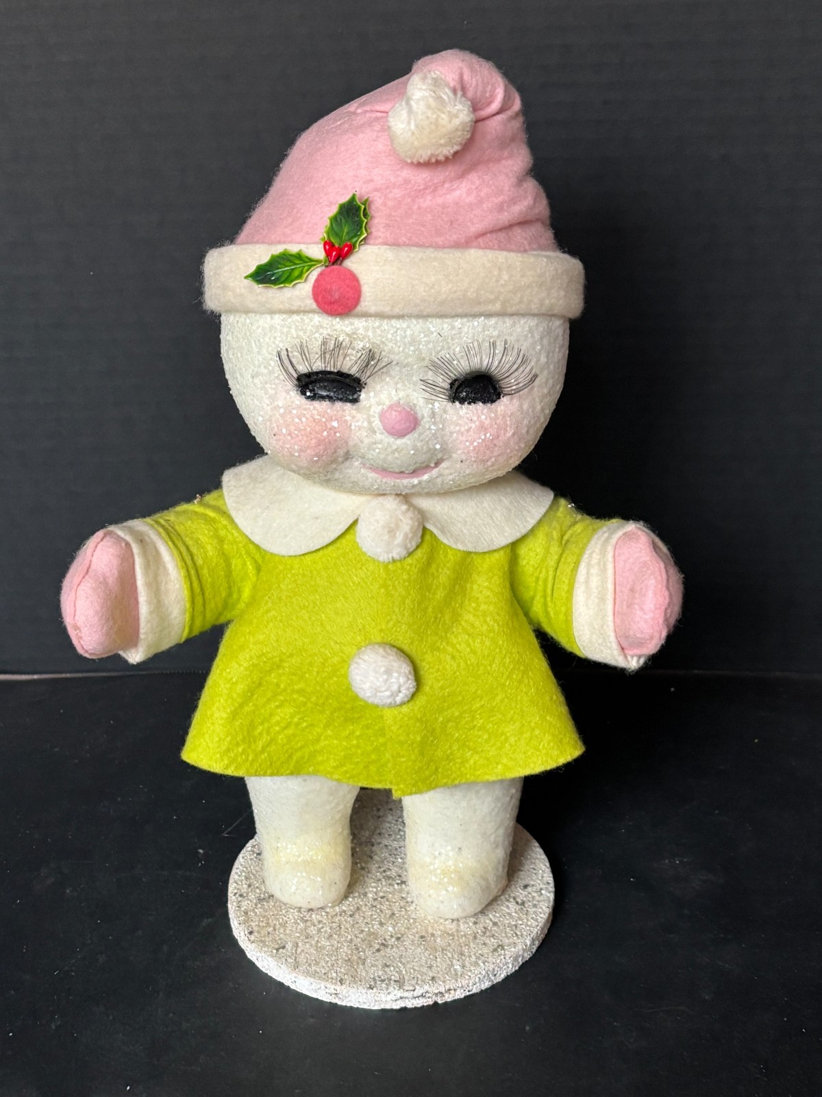 Vintage Christmas Store Display Harold Gale Snow Baby RARE Green Coat + Hat