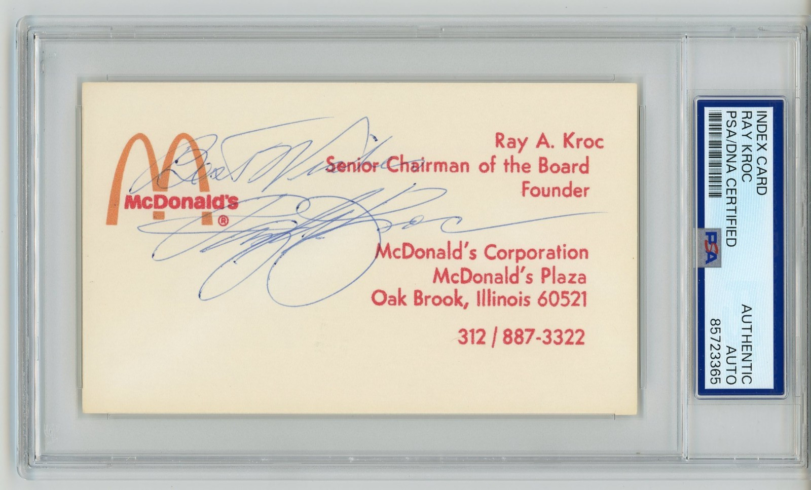 Ray Kroc ~ Signed Autographed McDonald\'s Index Card ~ PSA DNA Encased