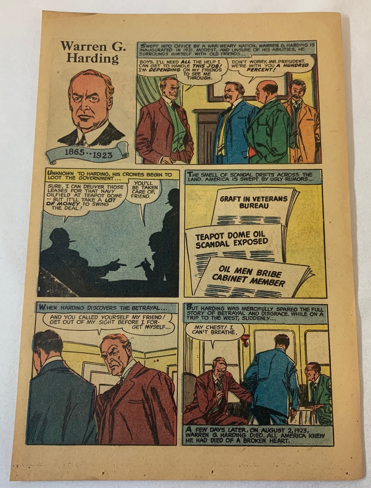 1957 cartoon page ~ WARREN G HARDING