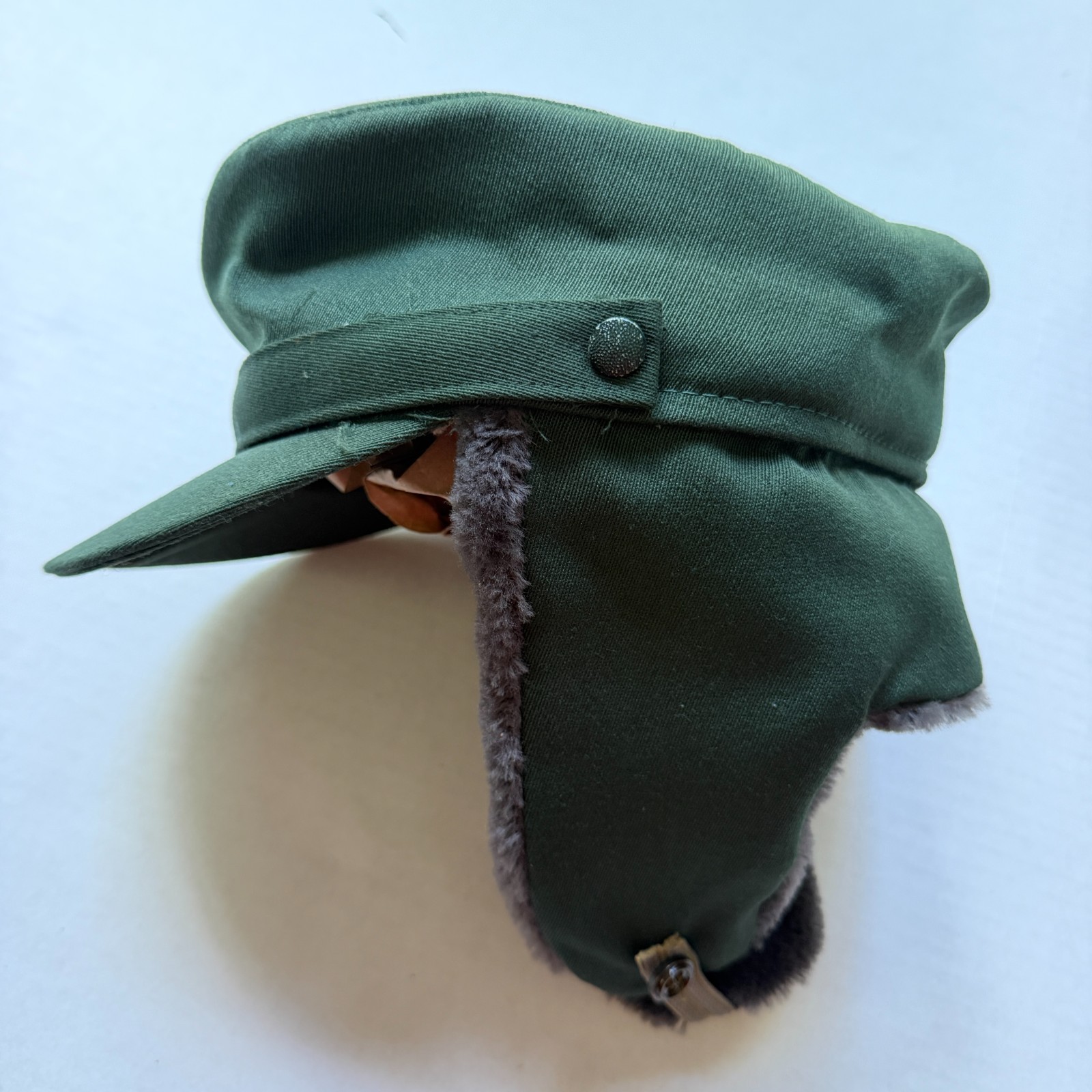 Vintage East German DDR GDR Winter Cap Hat Fur Ear Flaps VEB Arnstadter Size 58