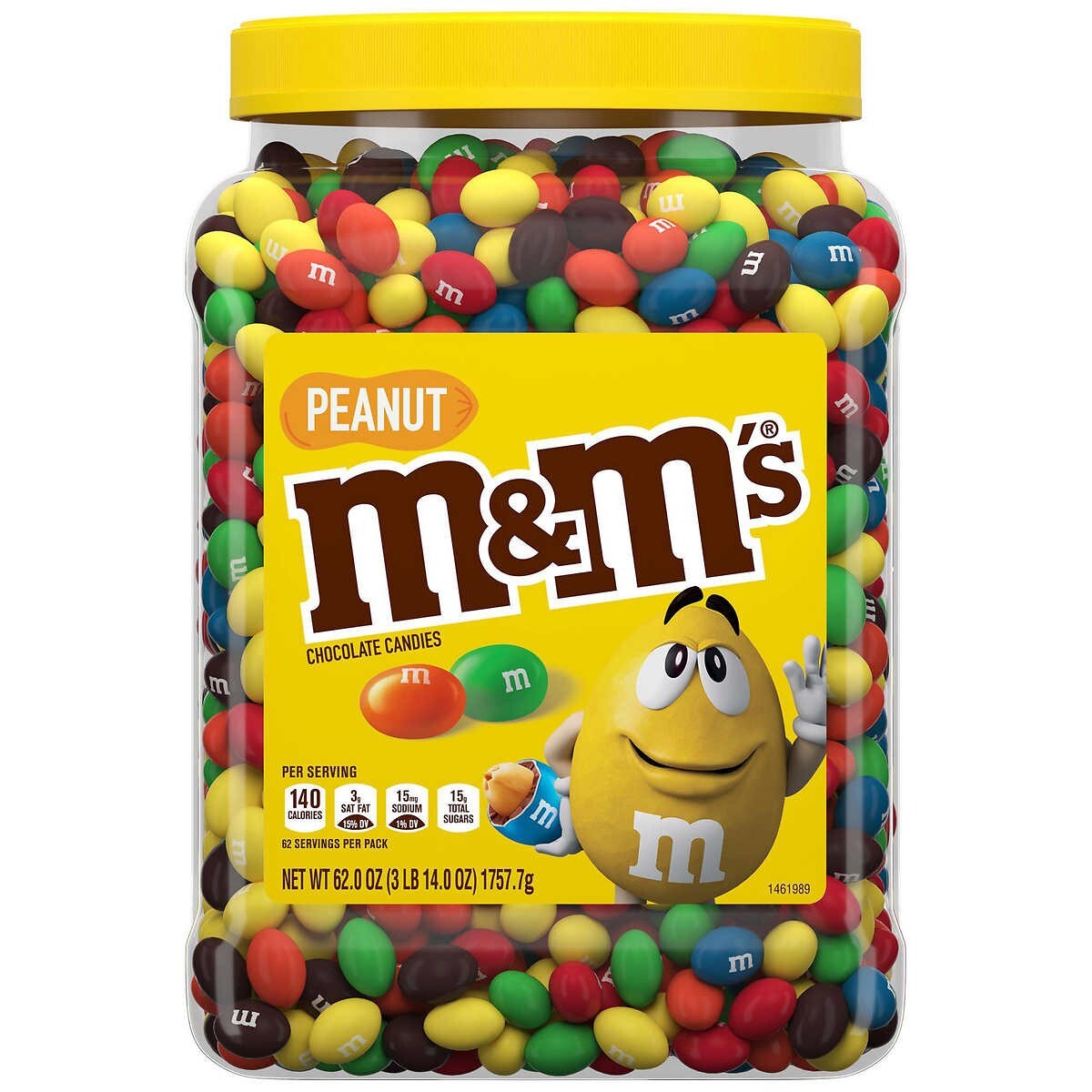 M&M\'S Peanut Milk Chocolate Candy Bulk Jar (62 oz) - Colorful candy Always Fresh