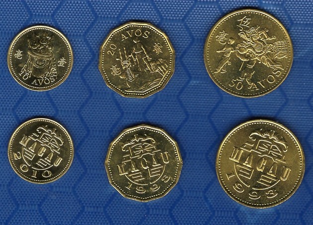 Macao ,1993-2010 3 coins set 10 20 50 AVOS,UNC Macao ,1993-2010 3 coins set 10 20 50 AVOS,UNC
