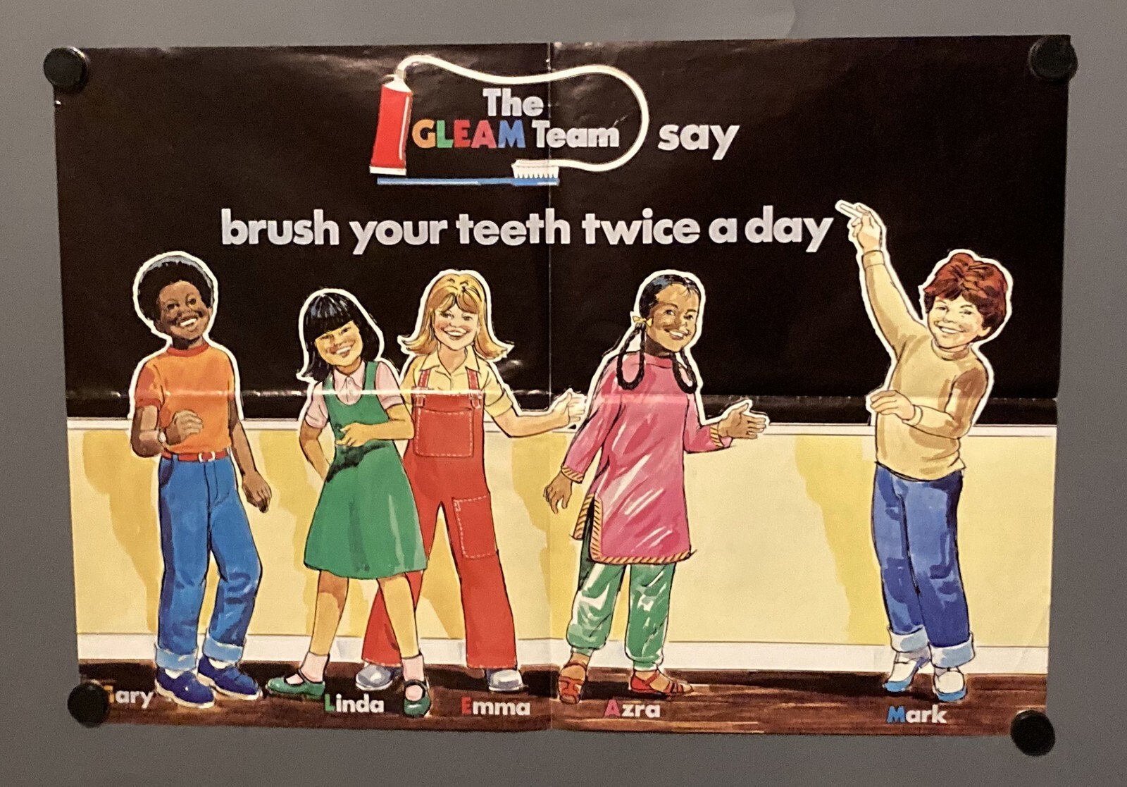 Vintage 1980s Educational Health Poster - \'THE GLEAM TEAM\'