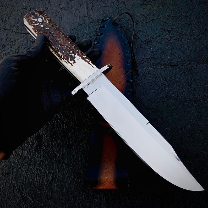 Hand Forged 440C Stainless Steel Hunting & Survival Knife with Stag Horn Handle 