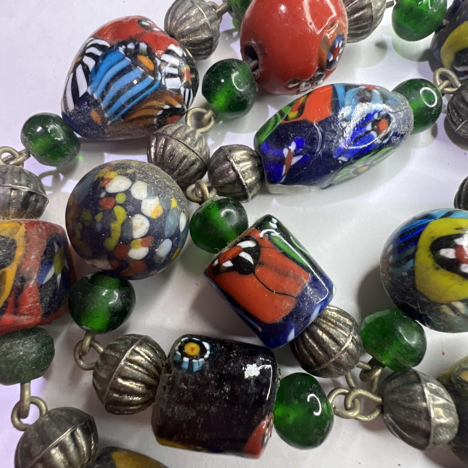 Amazing Old Antique Venetian Italian Glass Beads Necklace
