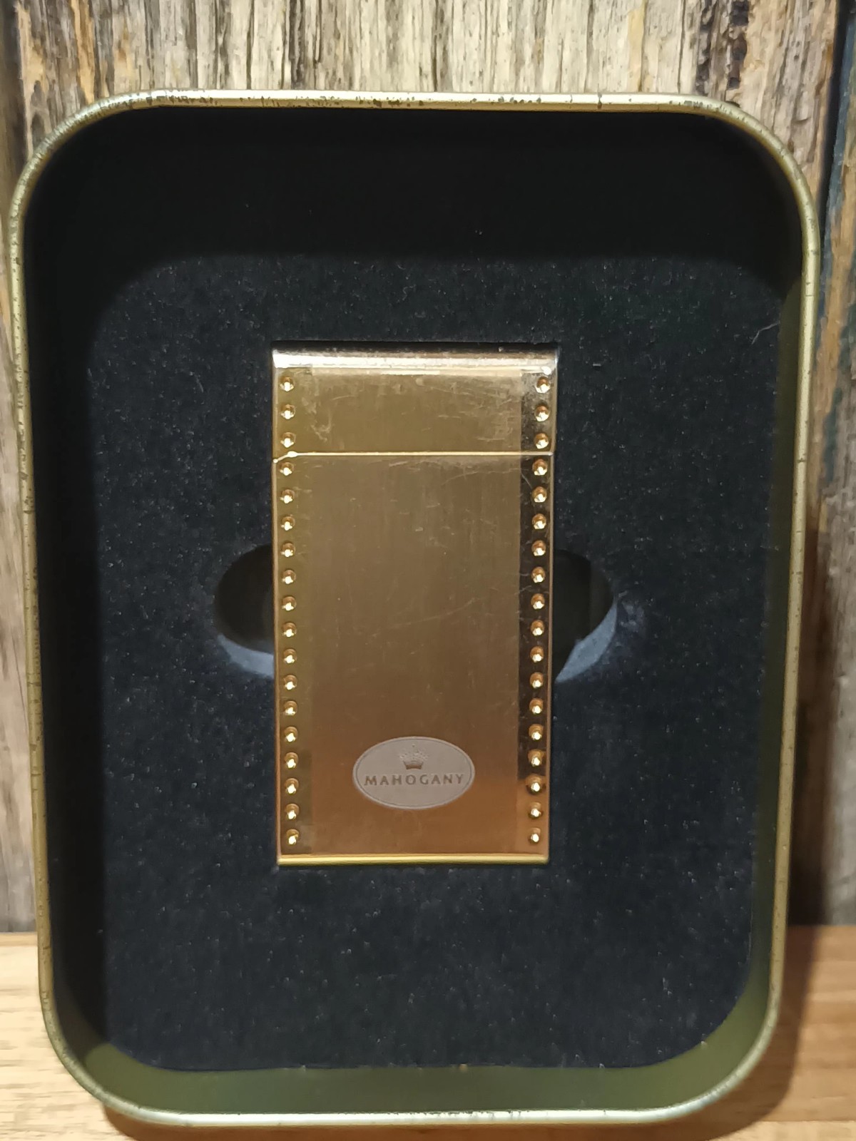 Vintage CROWN CASINO MAHOGANY GOLD JET LIGHTER & CASE (UN-USED) RARE COLLECTABLE