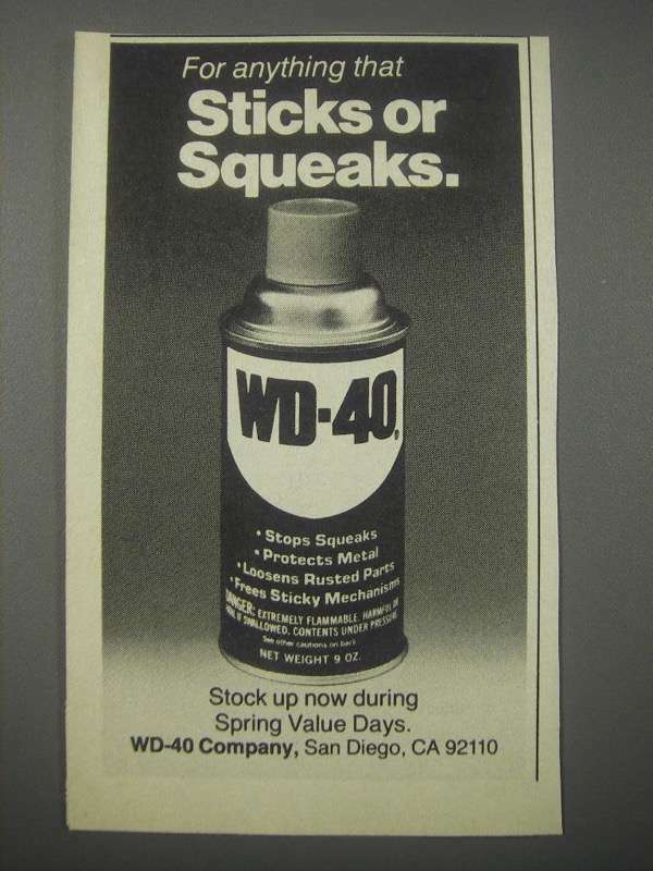 1979 WD-40 Oil Ad - For Anything That Sticks or Squeaks