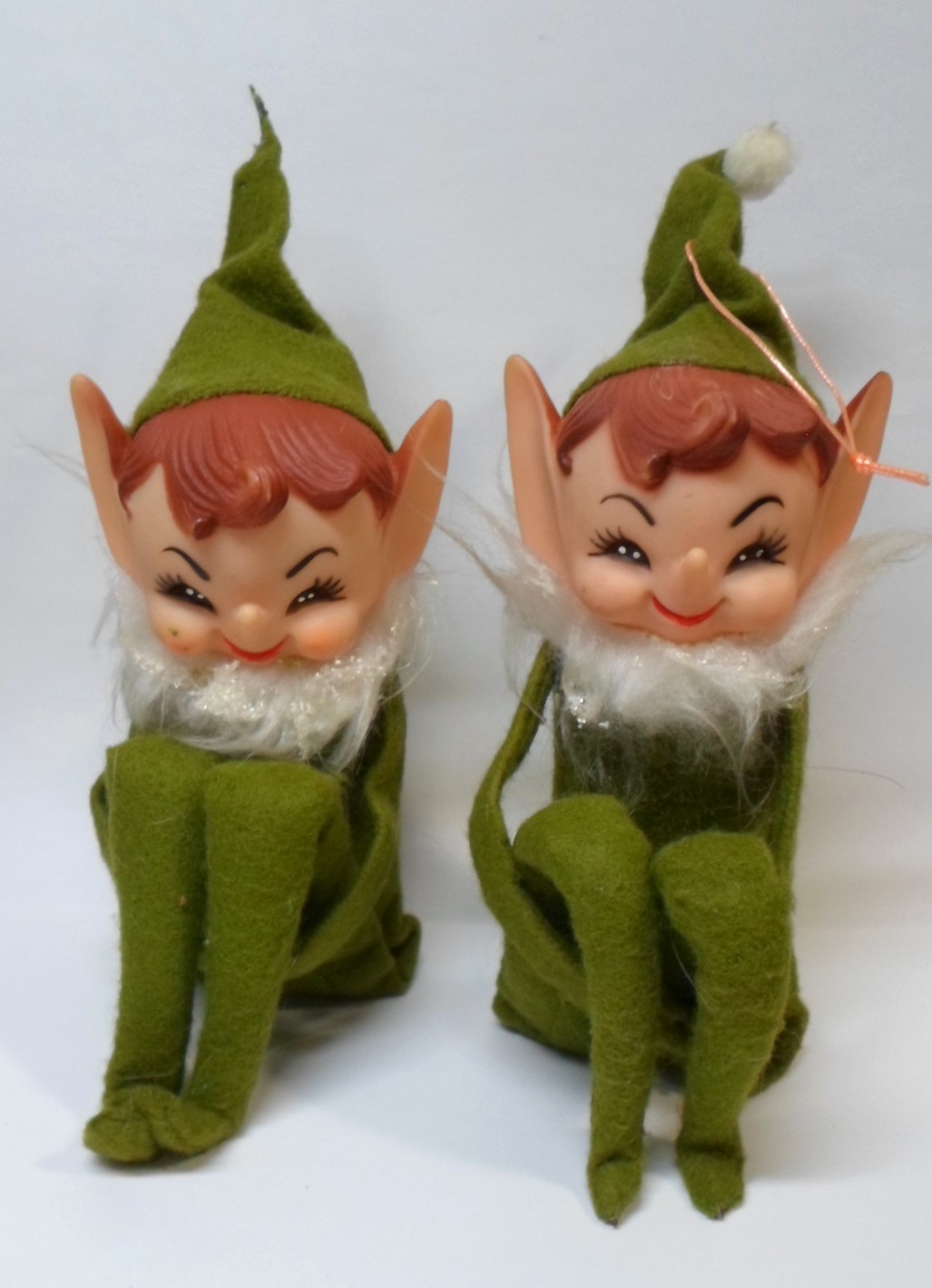 Pair of Vintage PIXIE KNEE HUGGERS / ELVES in Green Christmas Figurines 6 Pair of Vintage PIXIE KNEE HUGGERS / ELVES in Green Christmas Figurines 6