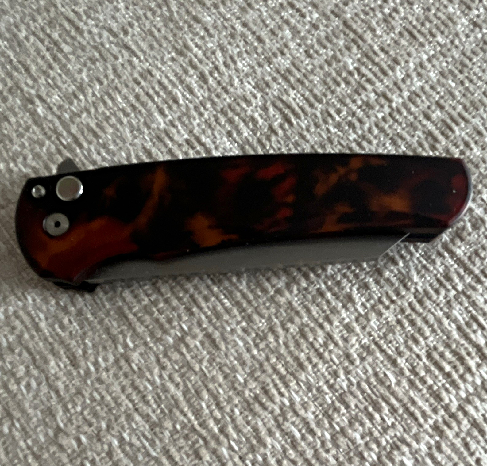 Pro-Tech Malibu, Del Fuego, Magnacut, Button Lock Folder, Aluminum Handle