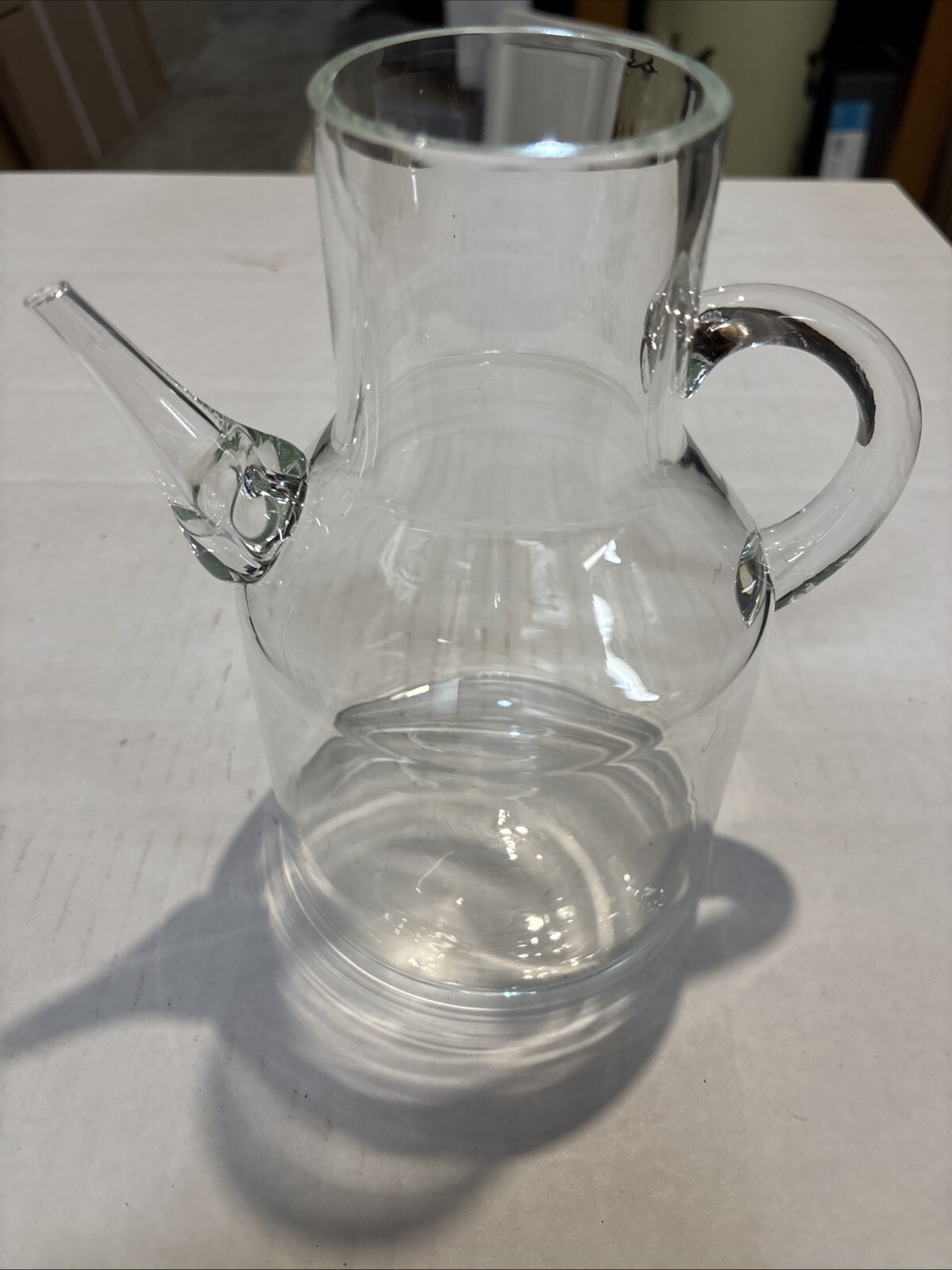 Vintage Glass Olive Oil Vinegar Cruet Pitcher Contemporary Classy Bold Nice #W