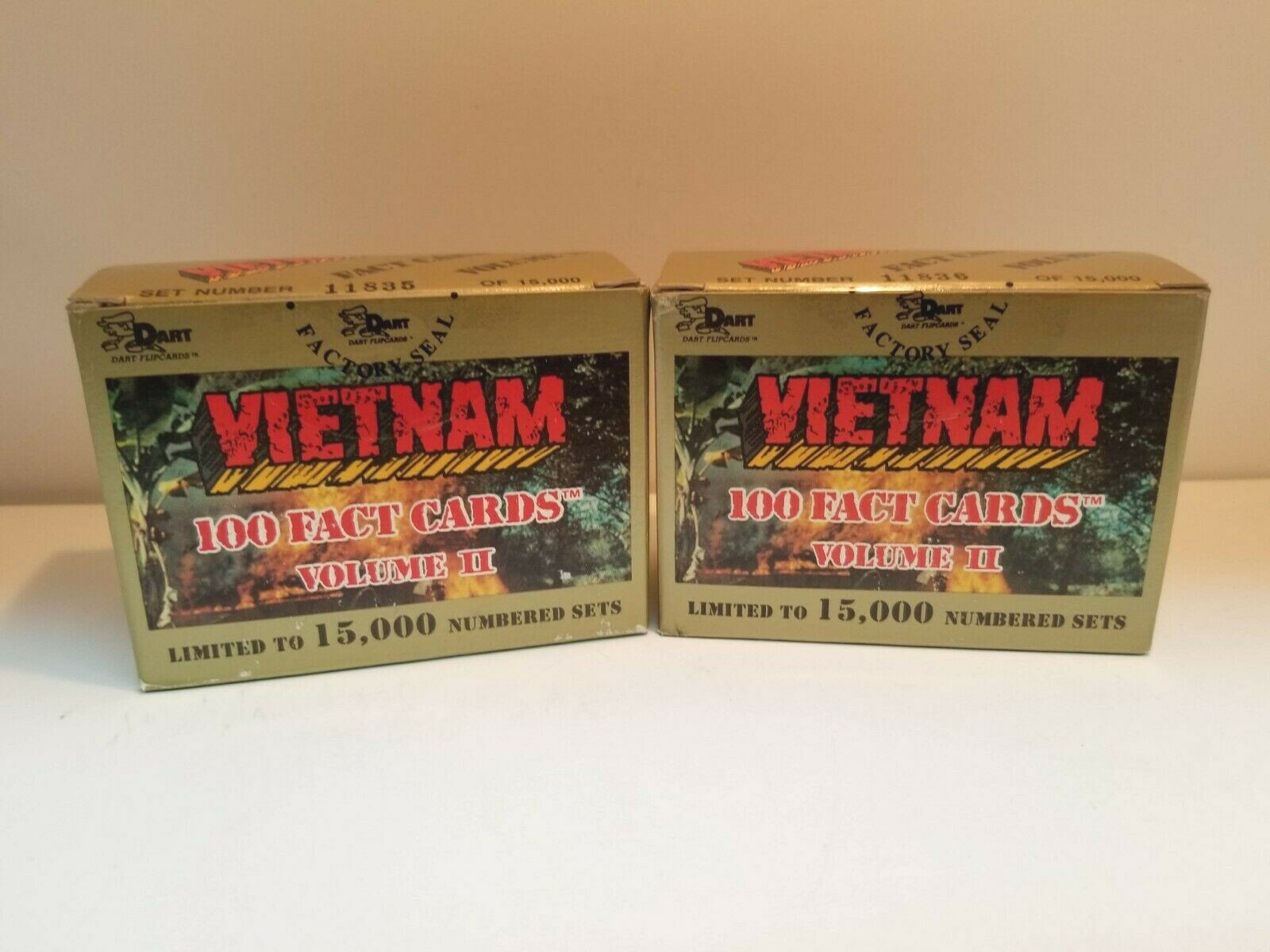 2 BOX LOT SET Vietnam War Fact Cards Trading Card Set Dart Flipcardz 1991