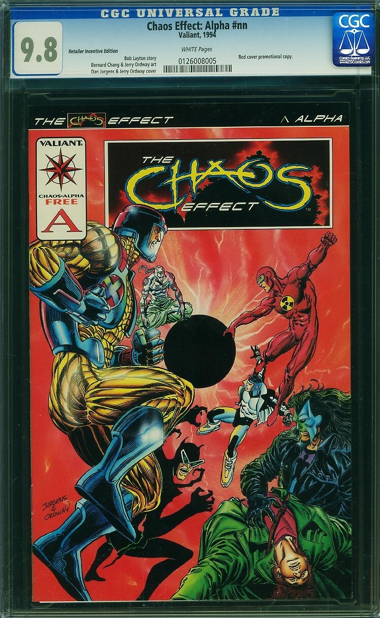 Chaos Effect Alpha CGC 9.8 NM-MT WP Red Retailer Incentive Valiant 1994