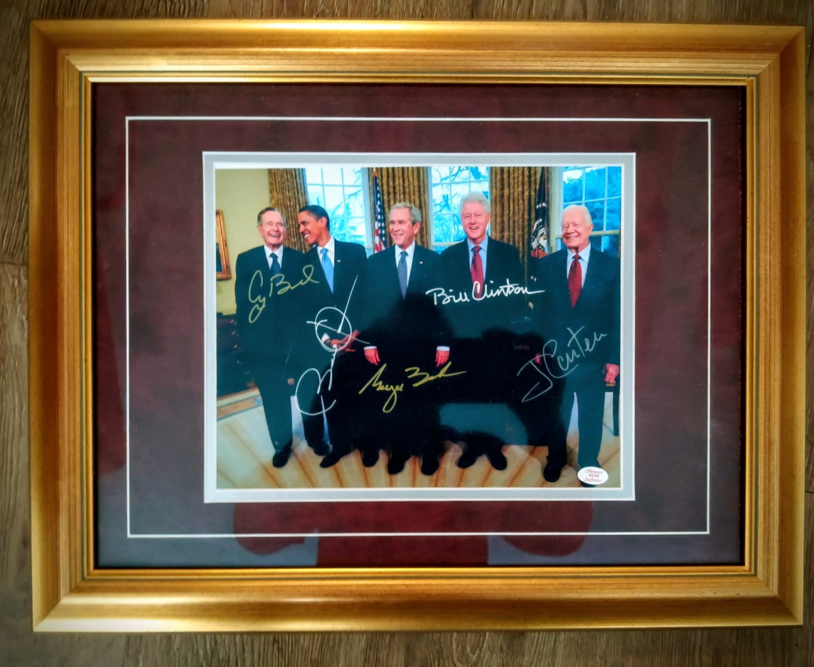 Framed PRESIDENTS Signed Carter, Clinton, Obama & Bush's Presidential with COA 