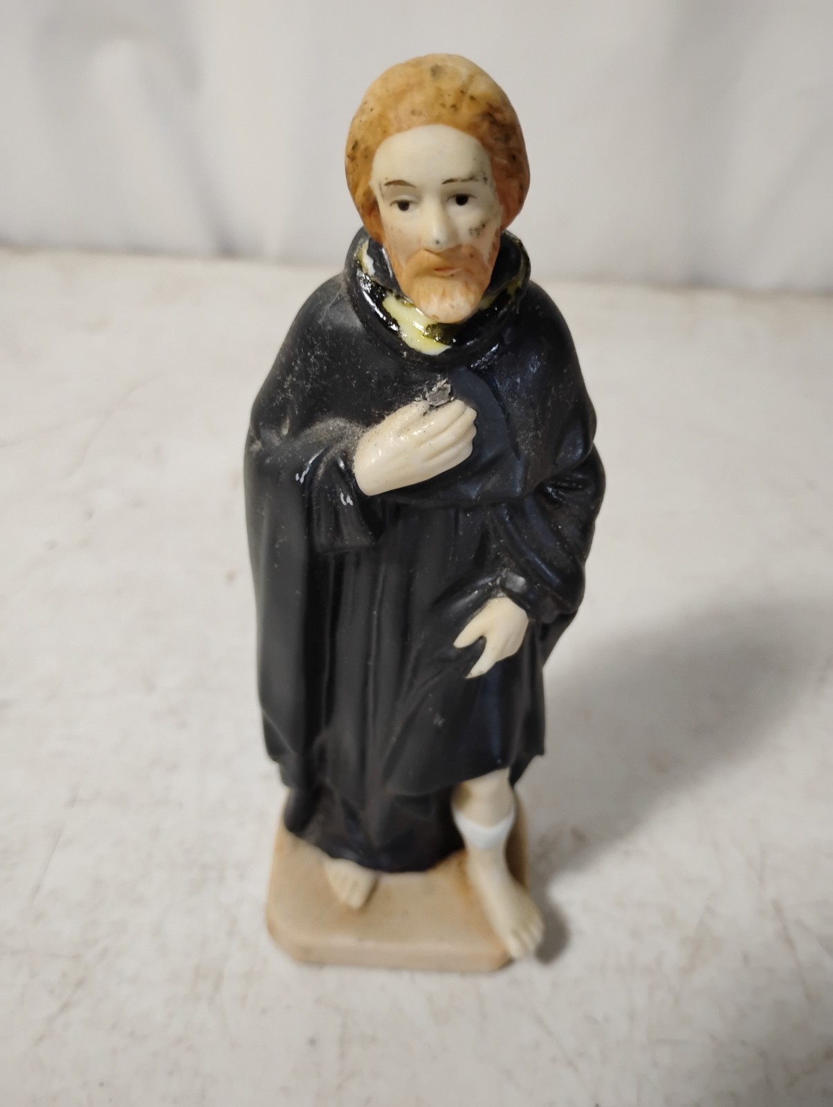 Vintage Saint Peregrine Laziosi Hand-Painted Statue Patron Saint Of Healing