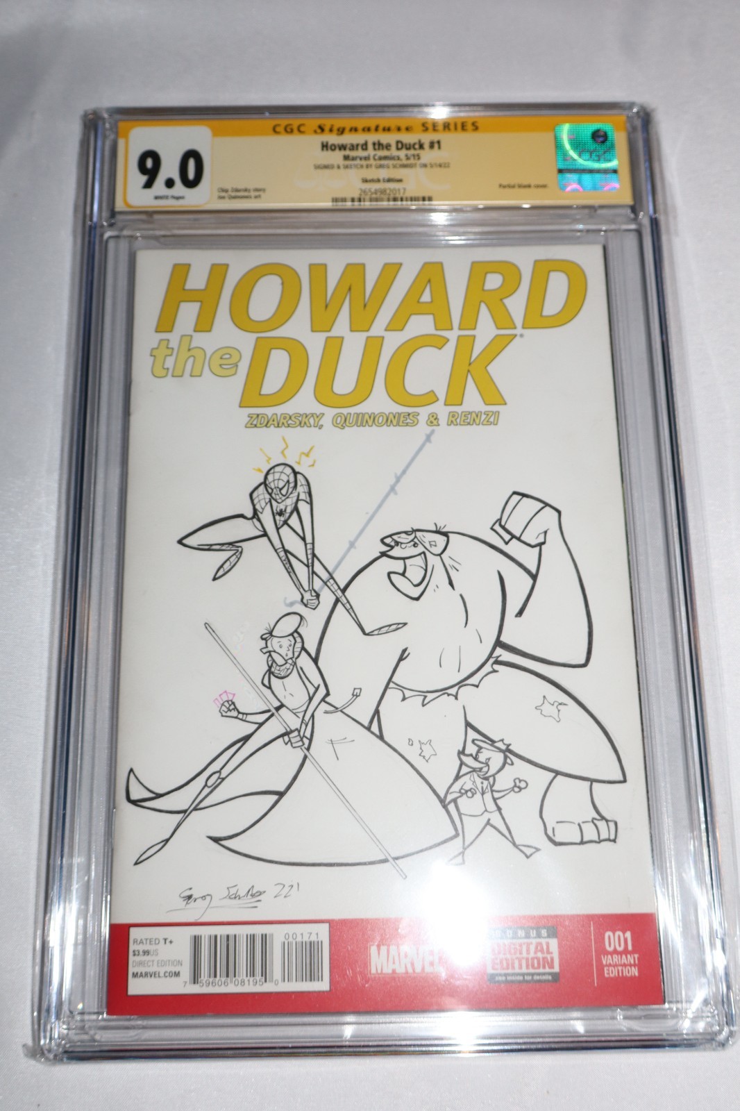 CGC SS 9.0 Howard the Duck 1 2015 Original Sketch Comic Art OOAK Spider-man Hulk