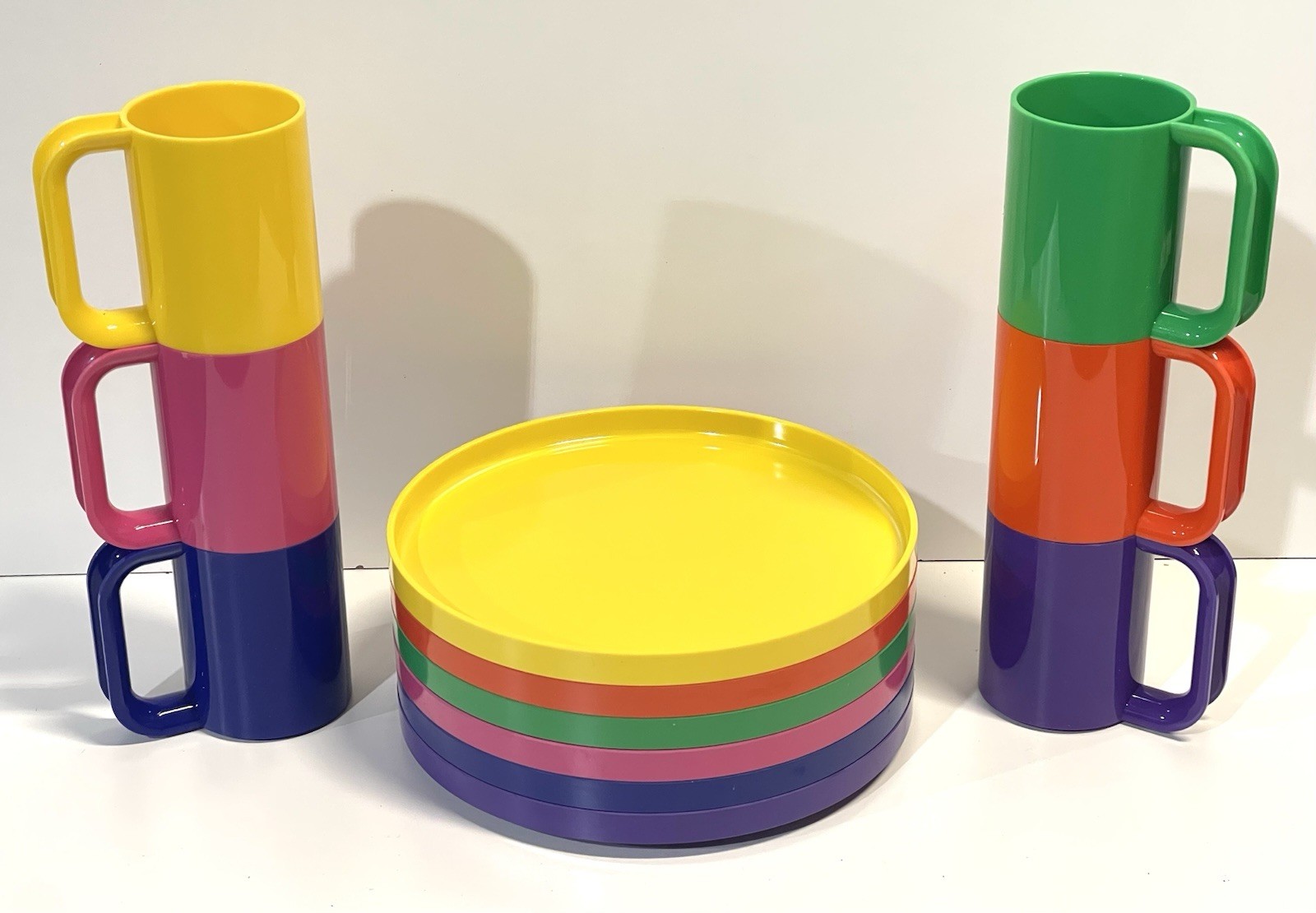 Vintage Heller Rainbow Max Set Of Six Plates And Mugs Massimo Vignelli #2