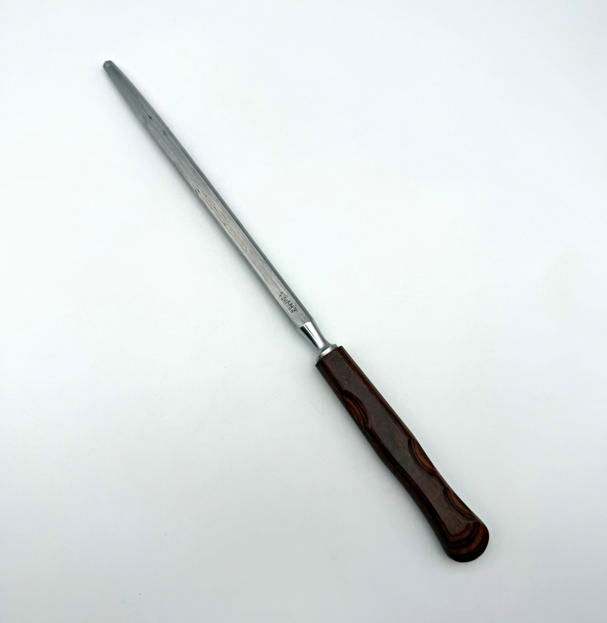 Vintage Flint Knife Sharpening Honing Steel Made in England Wood Handle