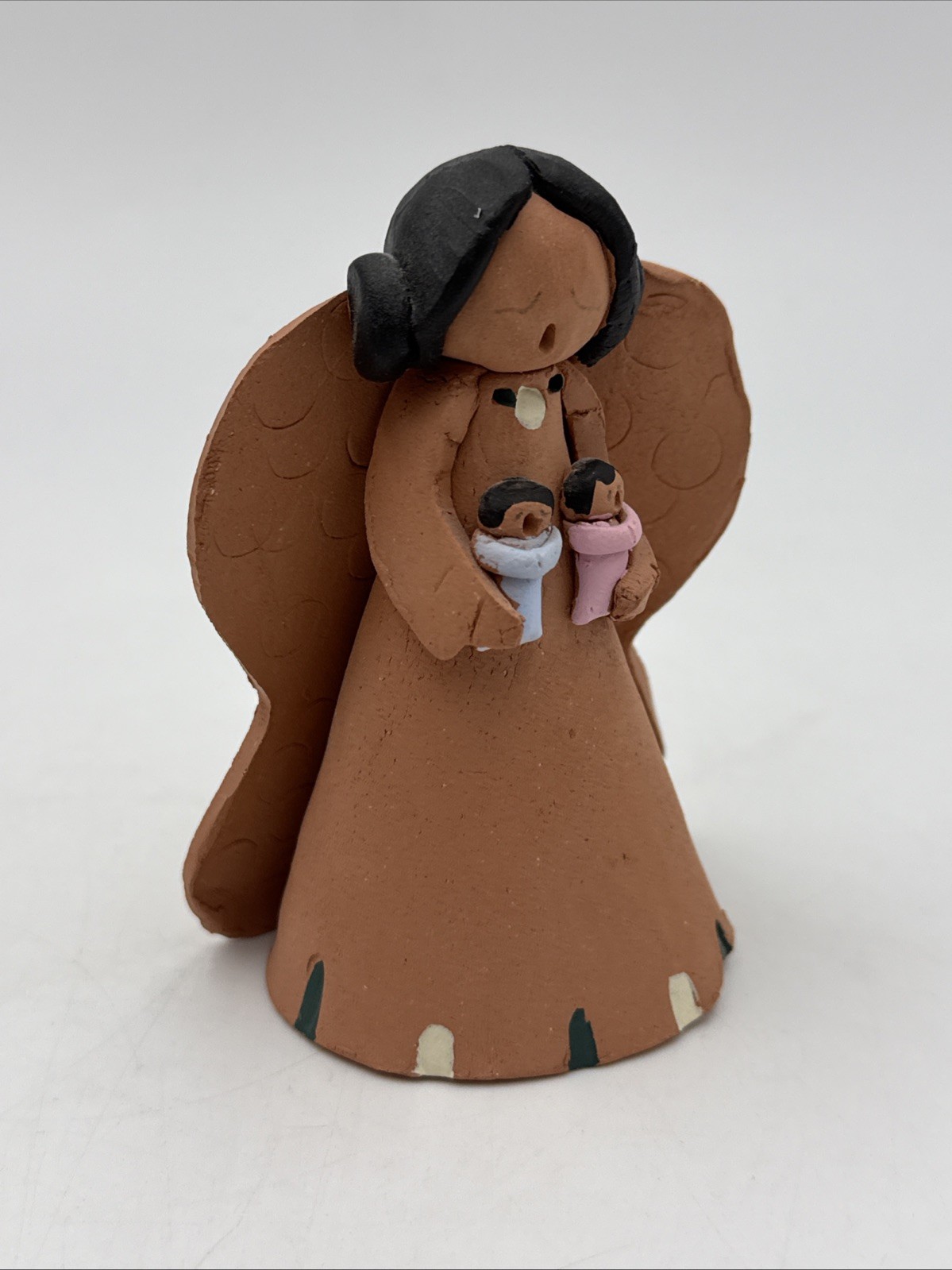 Handmade Terracotta Storyteller Angel Folk Art Sculpture One-of-a-Kind