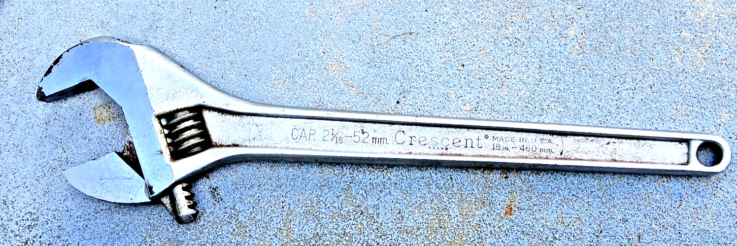 Vintage Crescent 18” Adjustable Wrench Crestoloy USA -  Square & Tight Closing