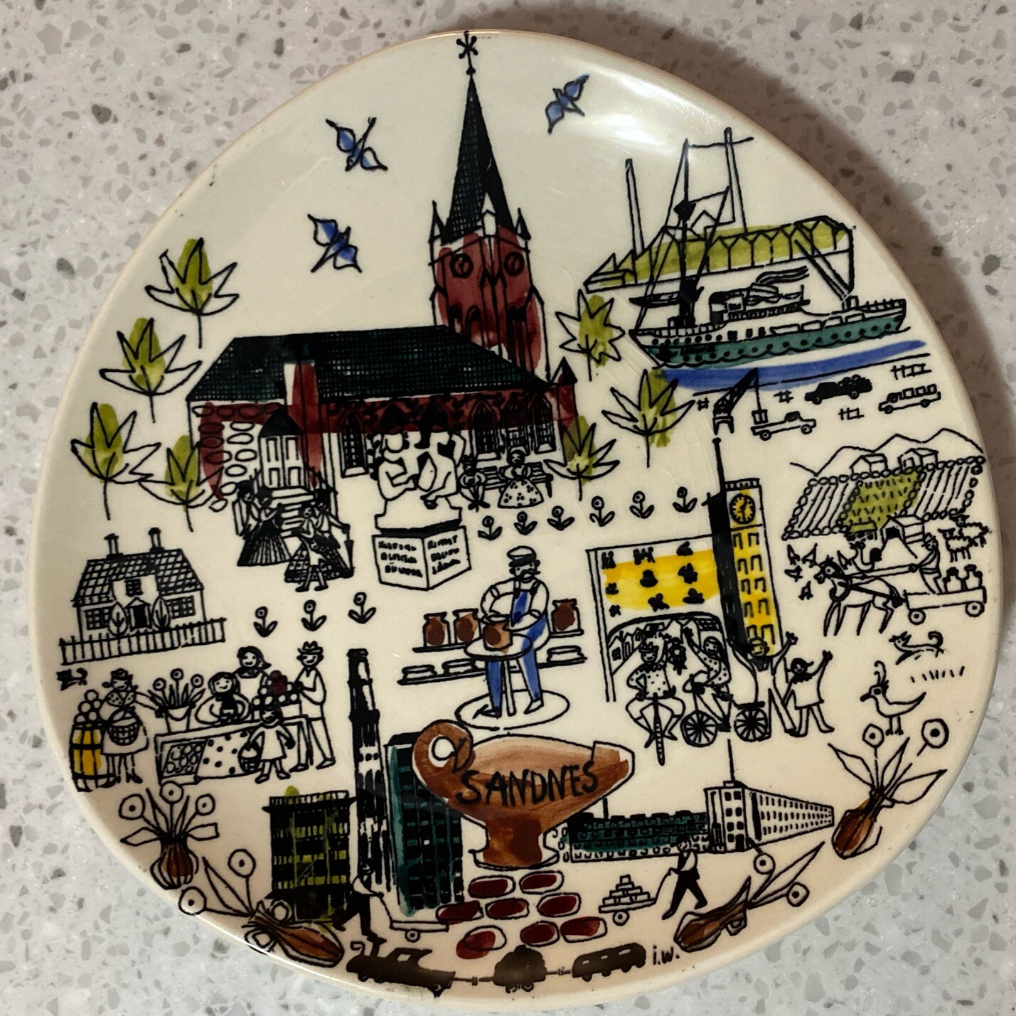 Stavangerflint Inger Waage Design Hand Painted Sandnes Norway Collectors Plate Stavangerflint Inger Waage Design Hand Painted Sandnes Norway Collectors Plate