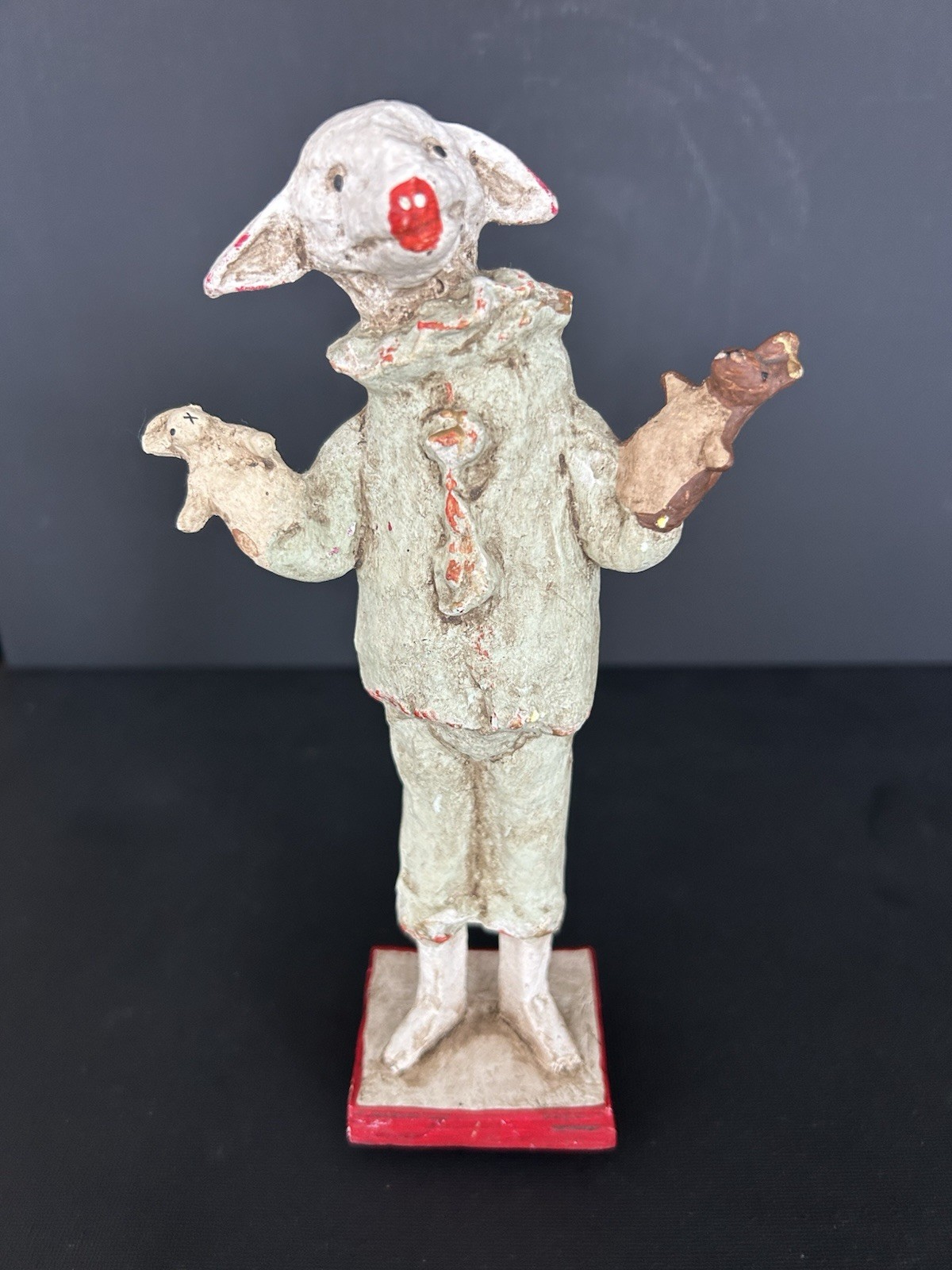 Vintage Debbee Thibault “Lambee’s Friend” Lamb Clown With Puppets Figurine LTD