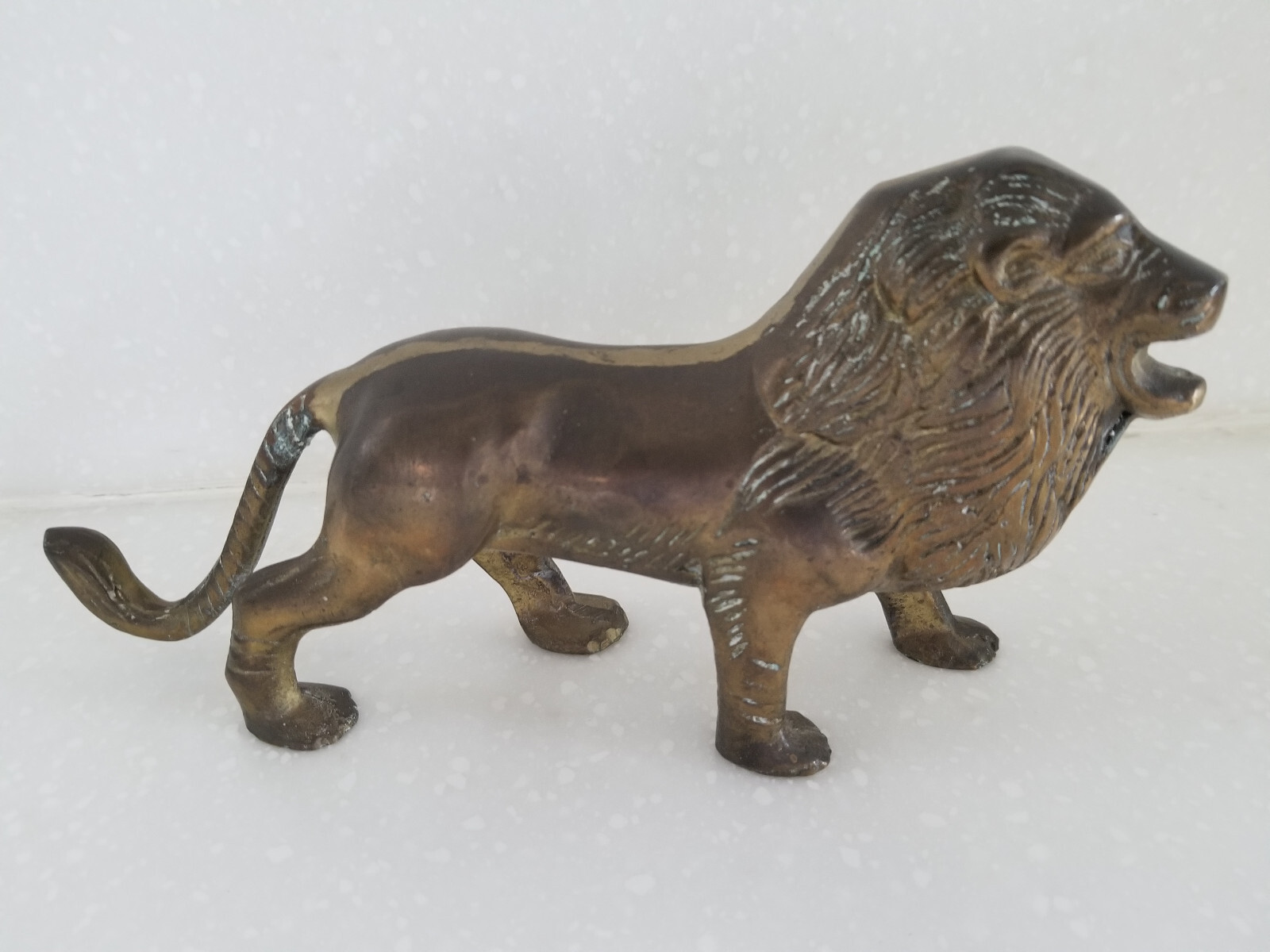 Vintage Solid Brass Roaring Lion Figurine 8\