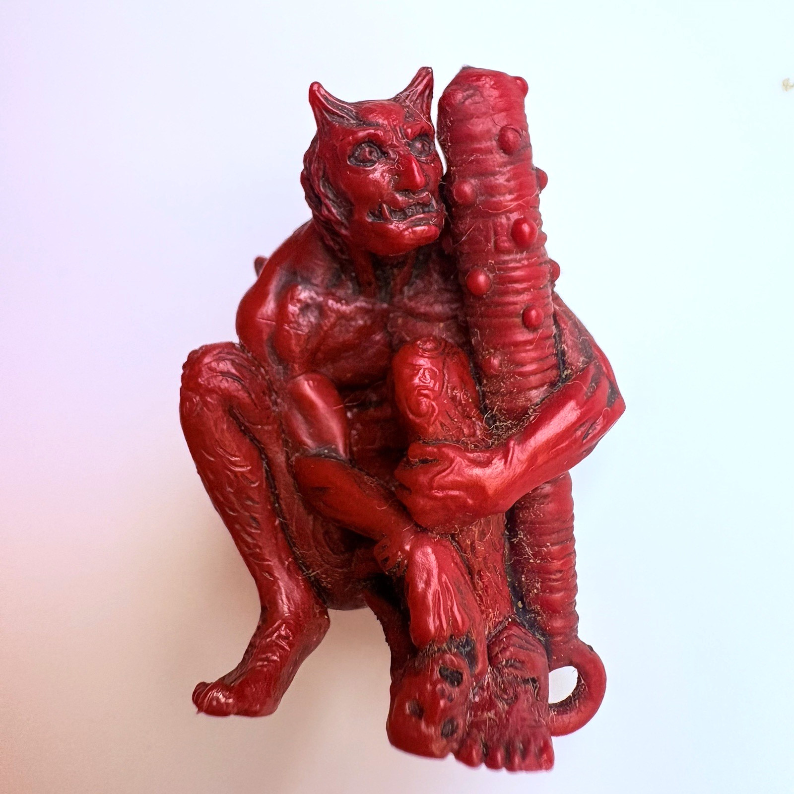 Vintage Kaiyodo Furuta Oni Ogre Netsuke Strap Hyakki Yako Yokai Figure Japan