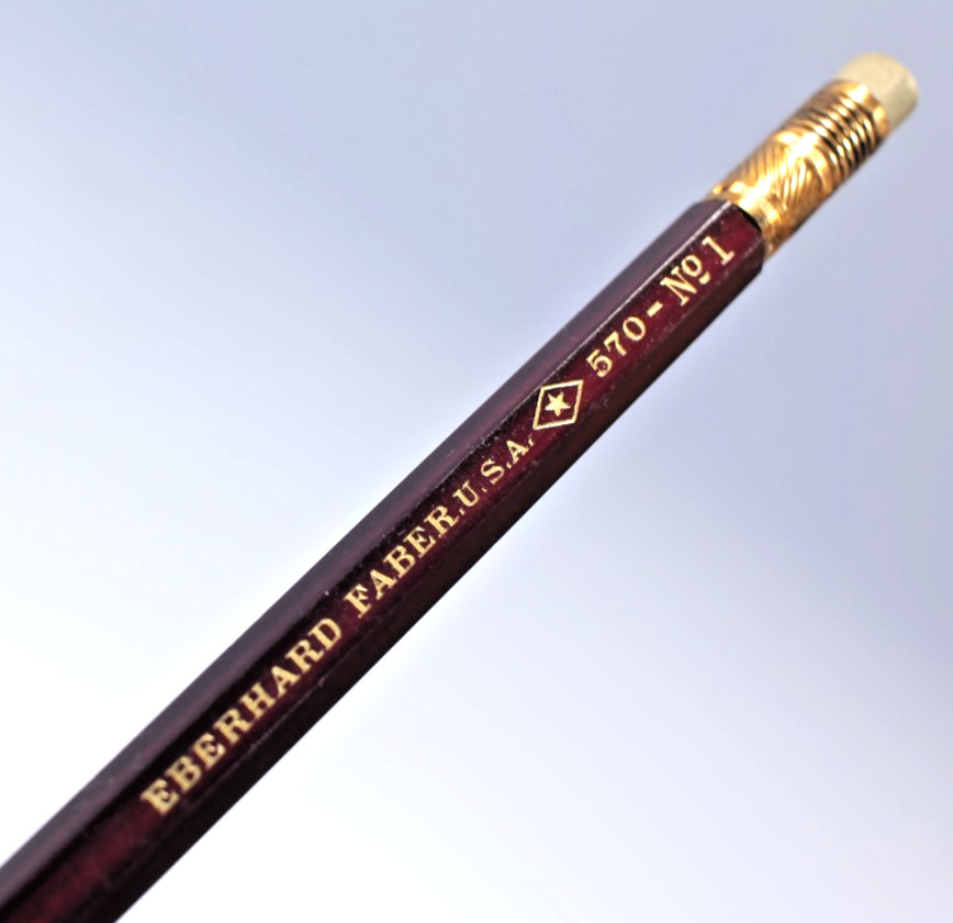 Antique Over 100 Years Old Eberhard Faber Hexagon Gilt Pencil #570 With Eraser.
