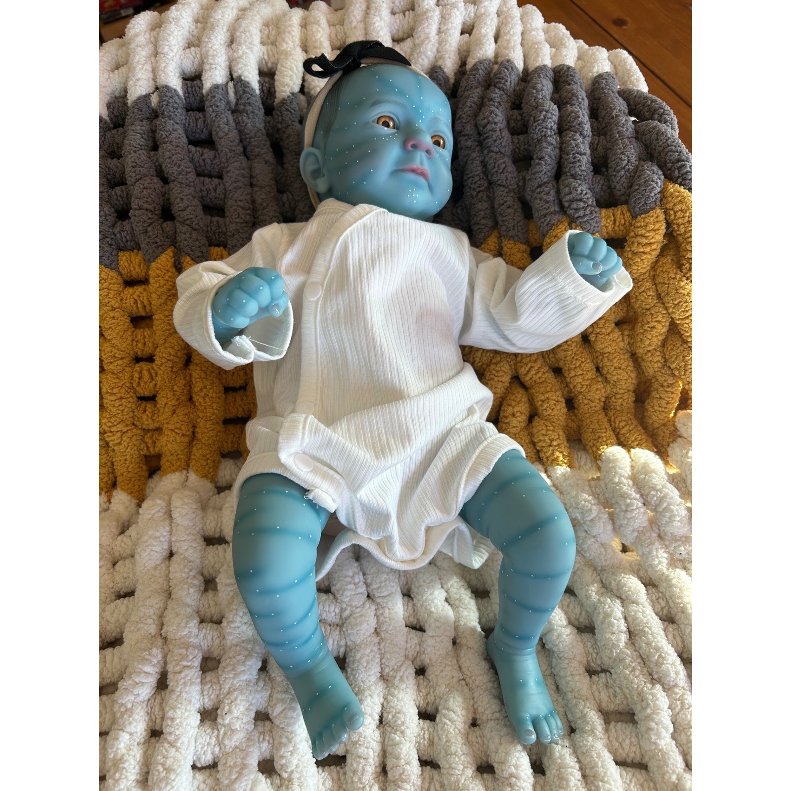 Avatar Inspired Na'vi Reborn Baby Hyper Realistic Eyes Fantasy Collector Doll