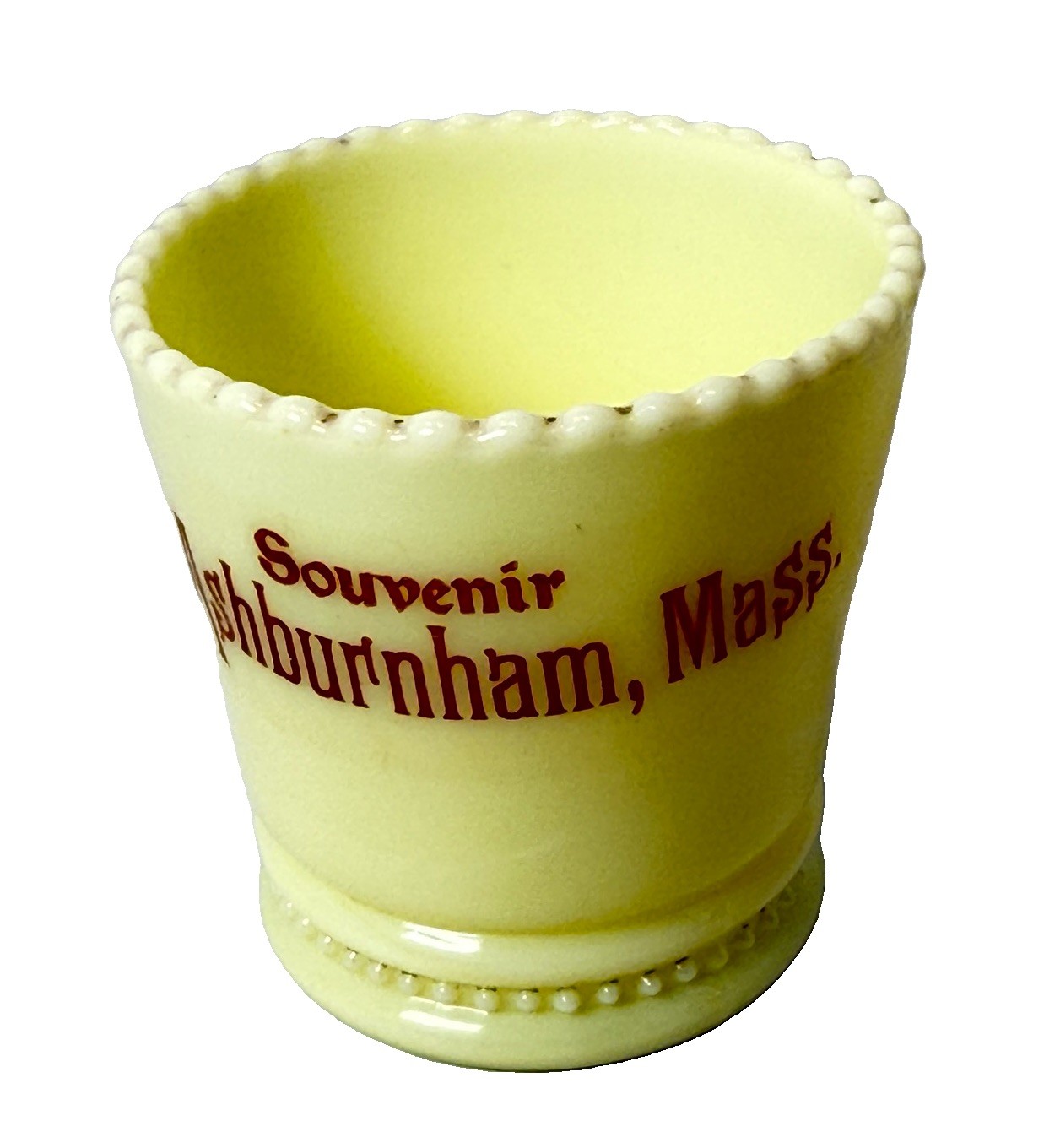 SO. ASHBURNHAM , MA Massachusetts Uranium Custard Souvenir ANTIQUE Glass TRINKET SO. ASHBURNHAM , MA Massachusetts Uranium Custard Souvenir ANTIQUE Glass TRINKET