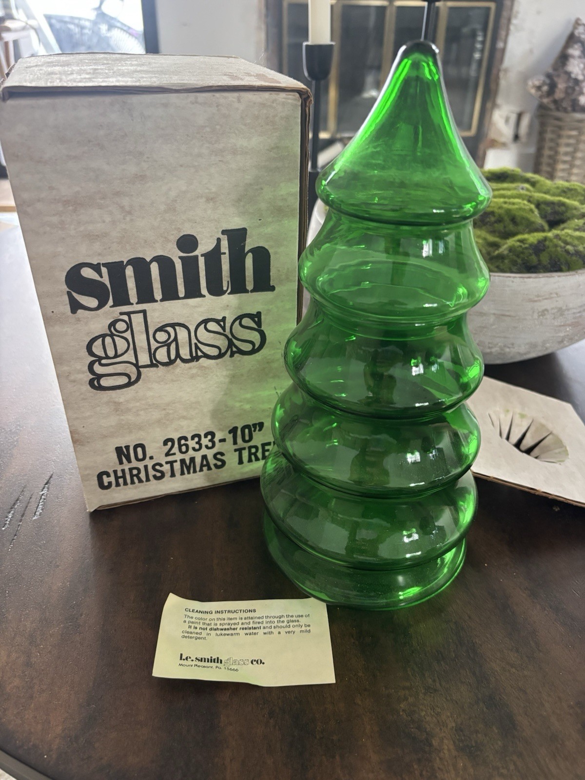 Vintage L E Smith 10” Green Christmas Tree New In Box